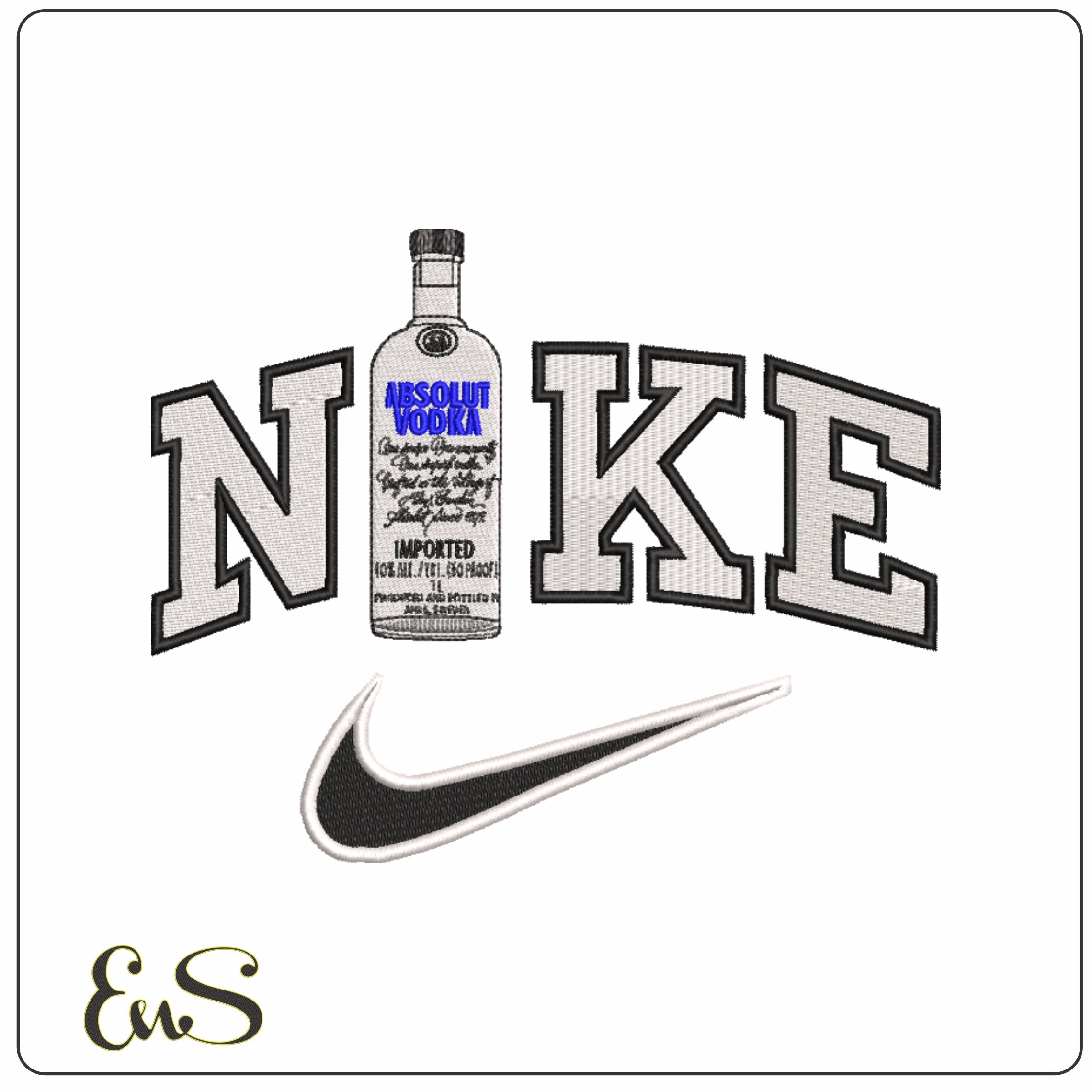 Nike Swoosh Nike Absolut Vodka - Nike embroidery design file - instant download