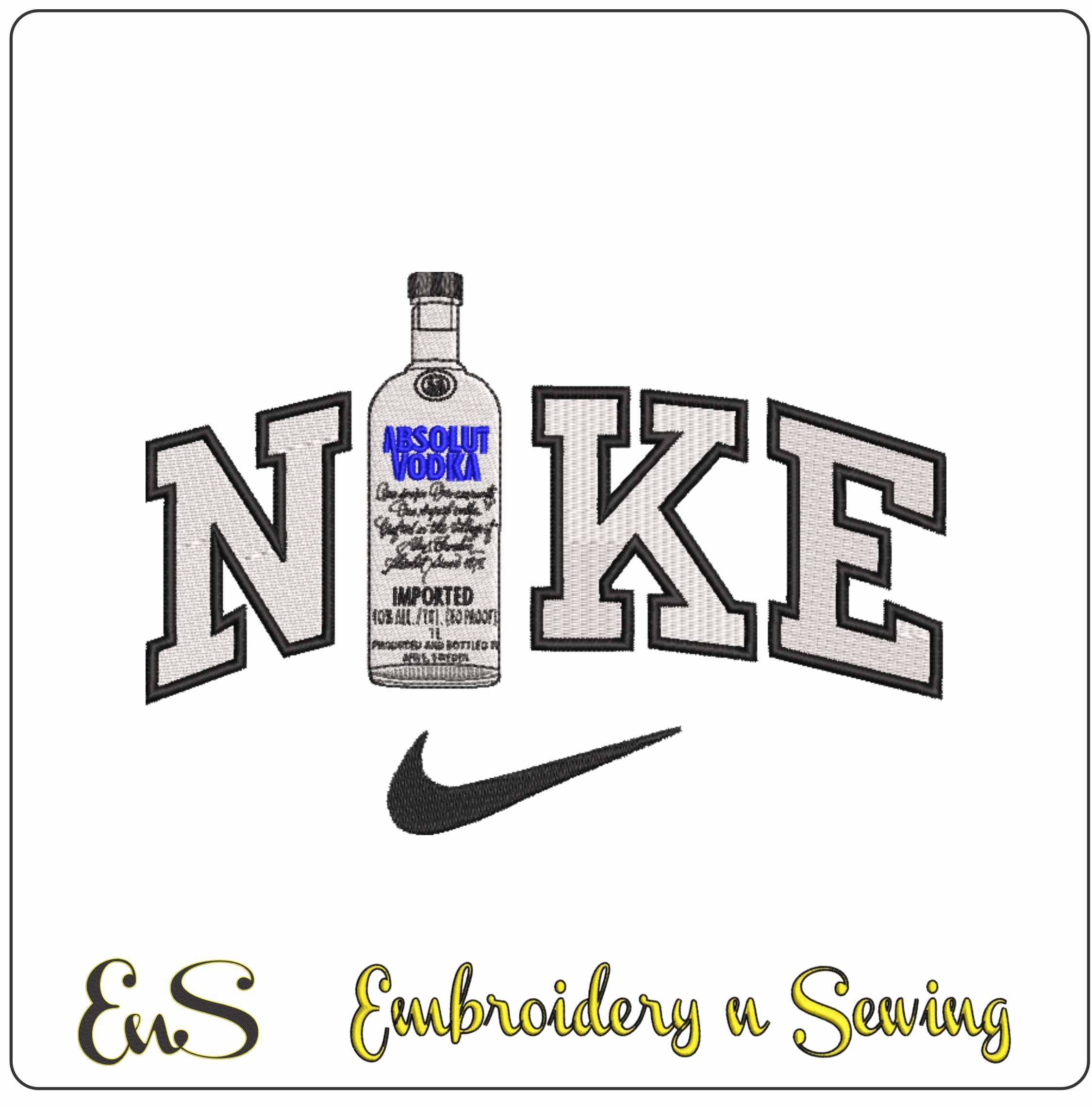 Nike Swoosh Nike Absolut Vodka - Nike embroidery design file - instant download