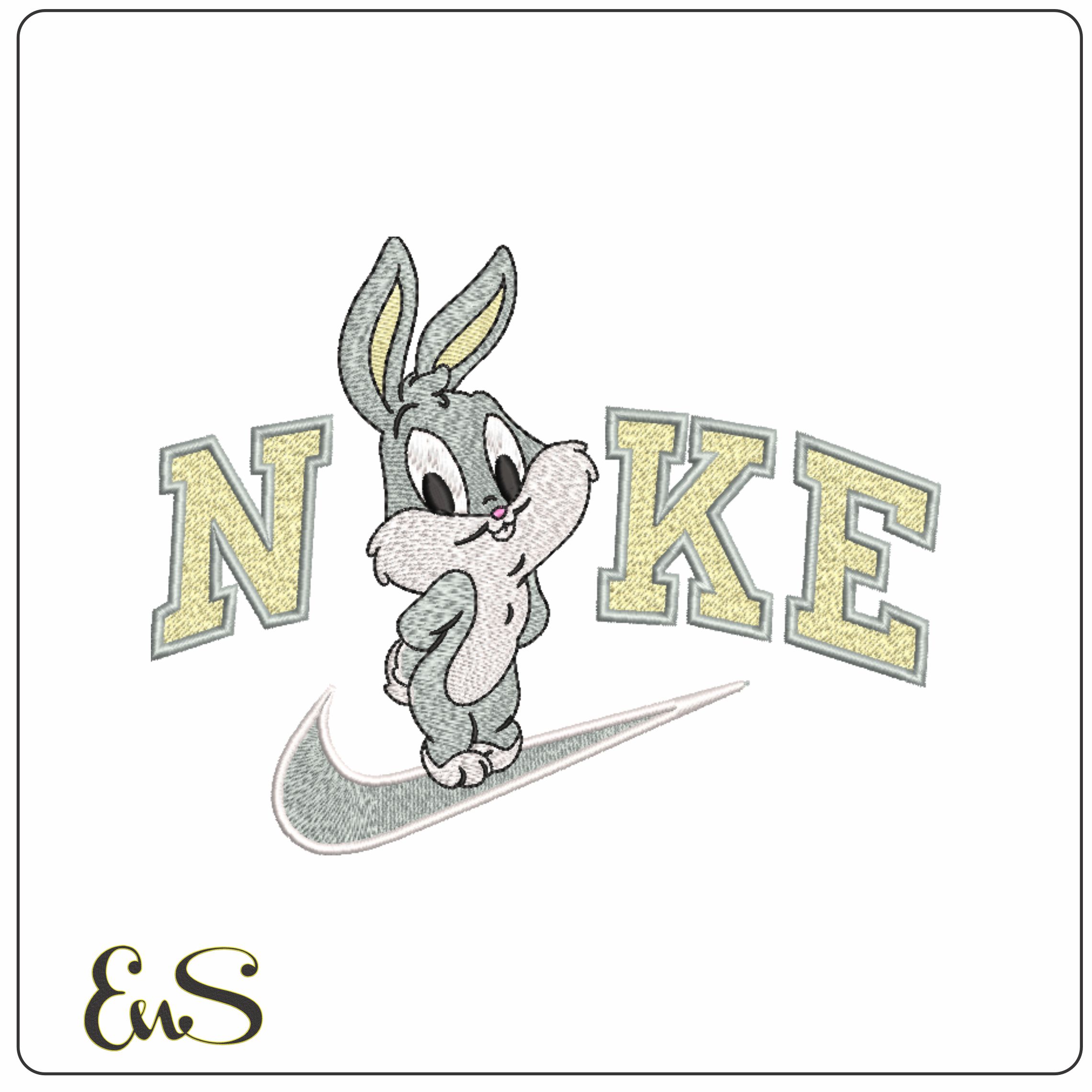 Nike Swoosh Baby Bunny - Nike embroidery design file - instant download