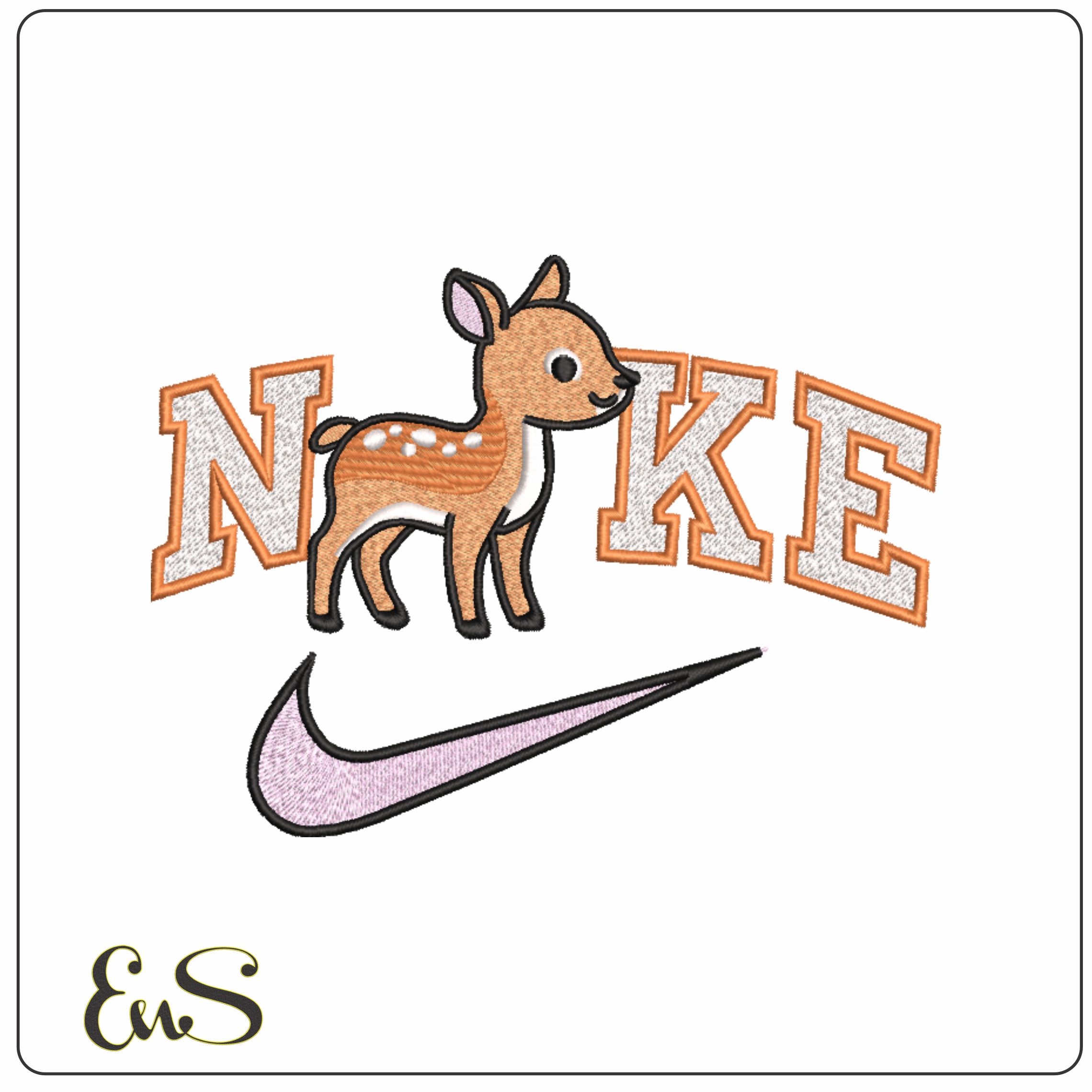 Nike Swoosh Baby Deer- Nike embroidery design file - instant download