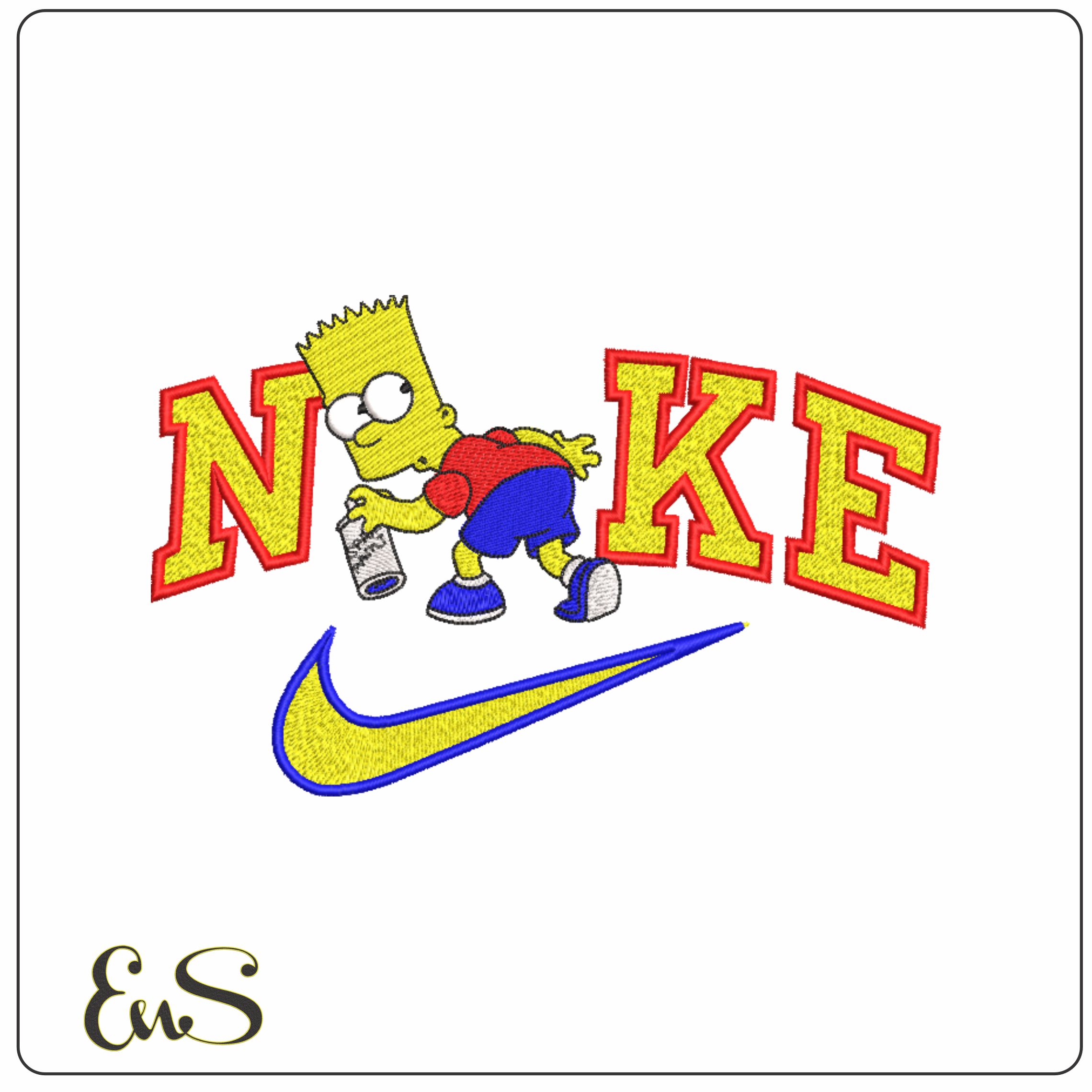 Nike Swoosh Bart Simpson Grafitti- Nike embroidery design file - instant download