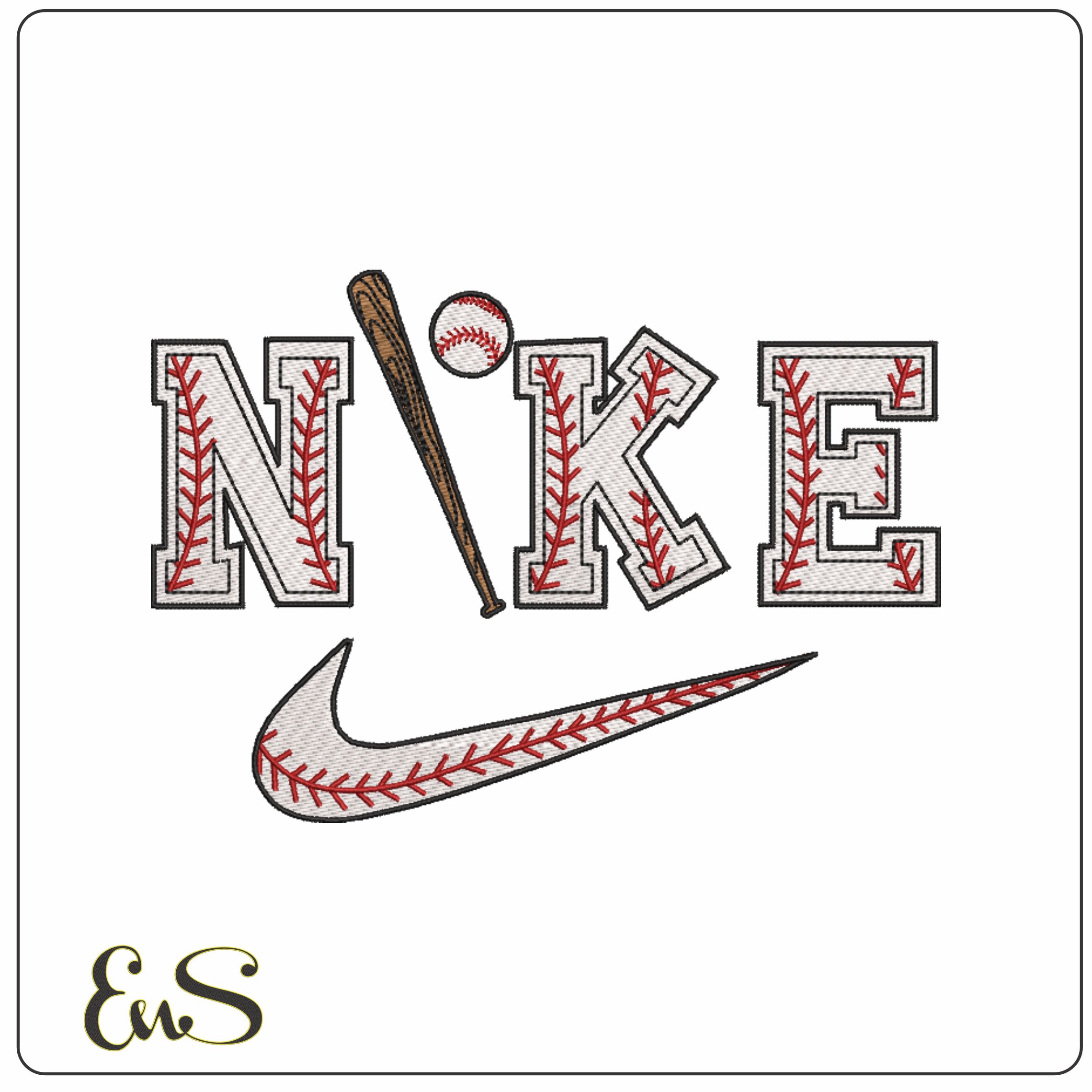 Nike Swoosh Baseball- Nike embroidery design file - instant download