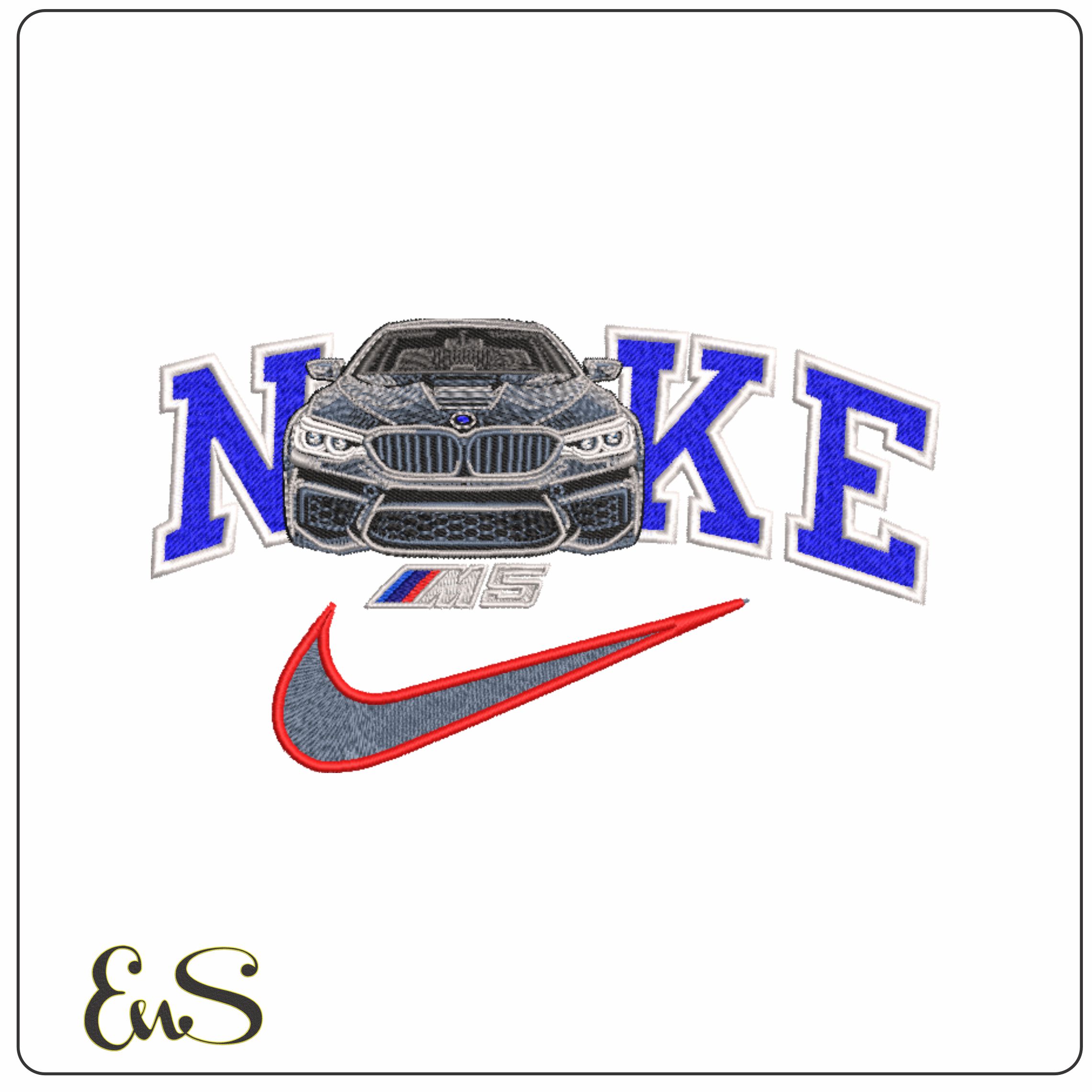 Nike Swoosh BMW M5 with Logo- Nike embroidery design file - instant download