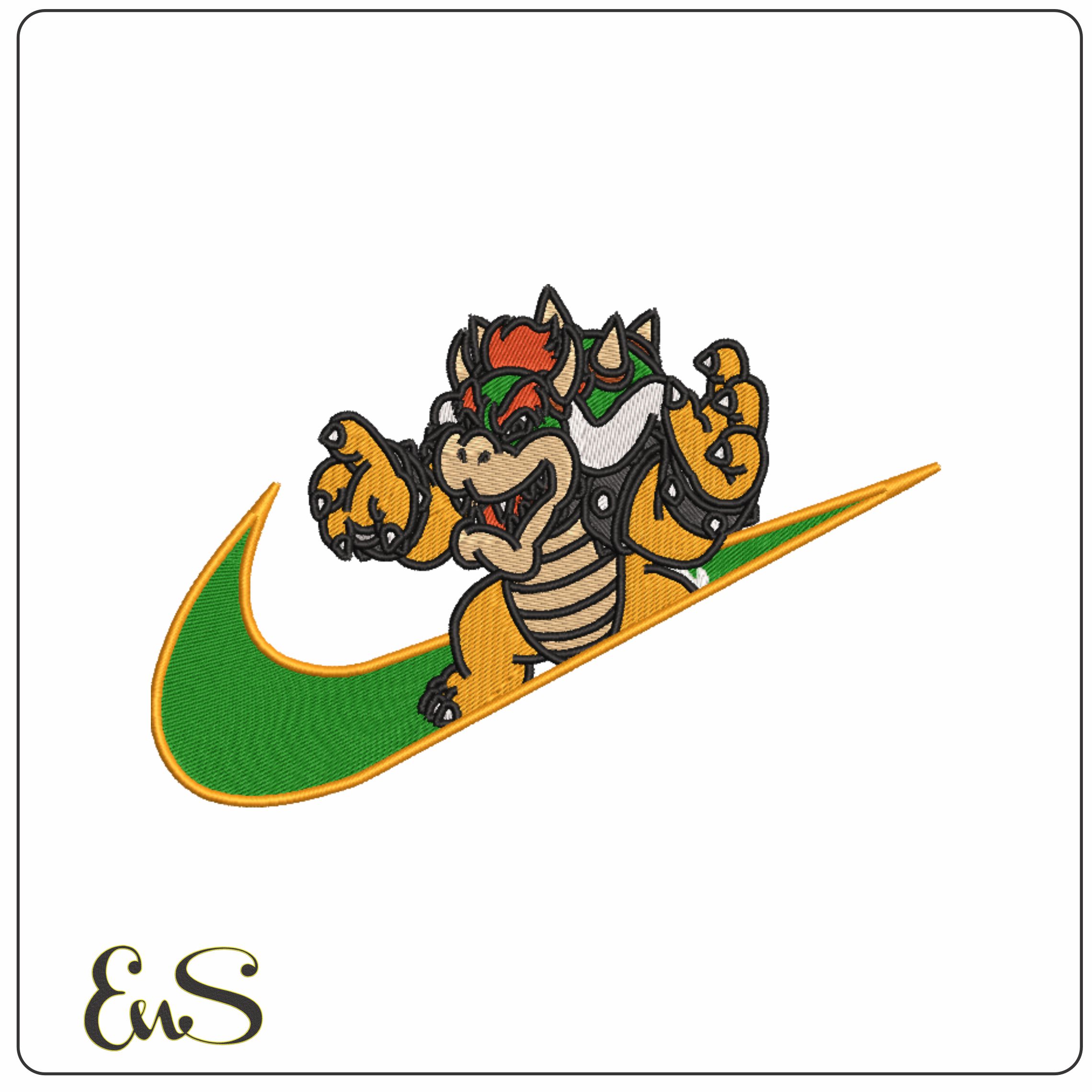 Nike Swoosh Bowser Nitendo- Nike embroidery design file - instant download