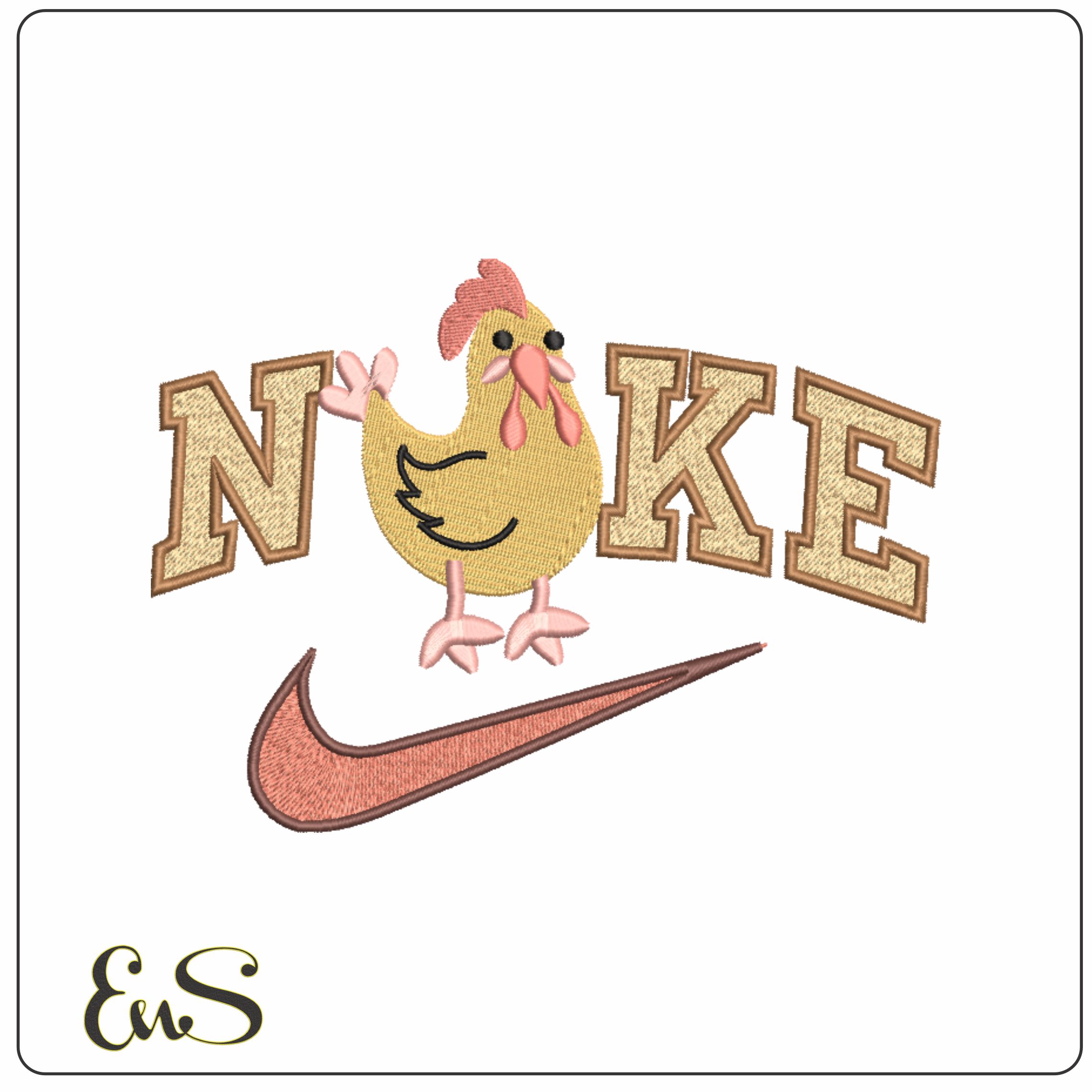 Nike Swoosh Chicken Childrens- Nike embroidery design file - instant download