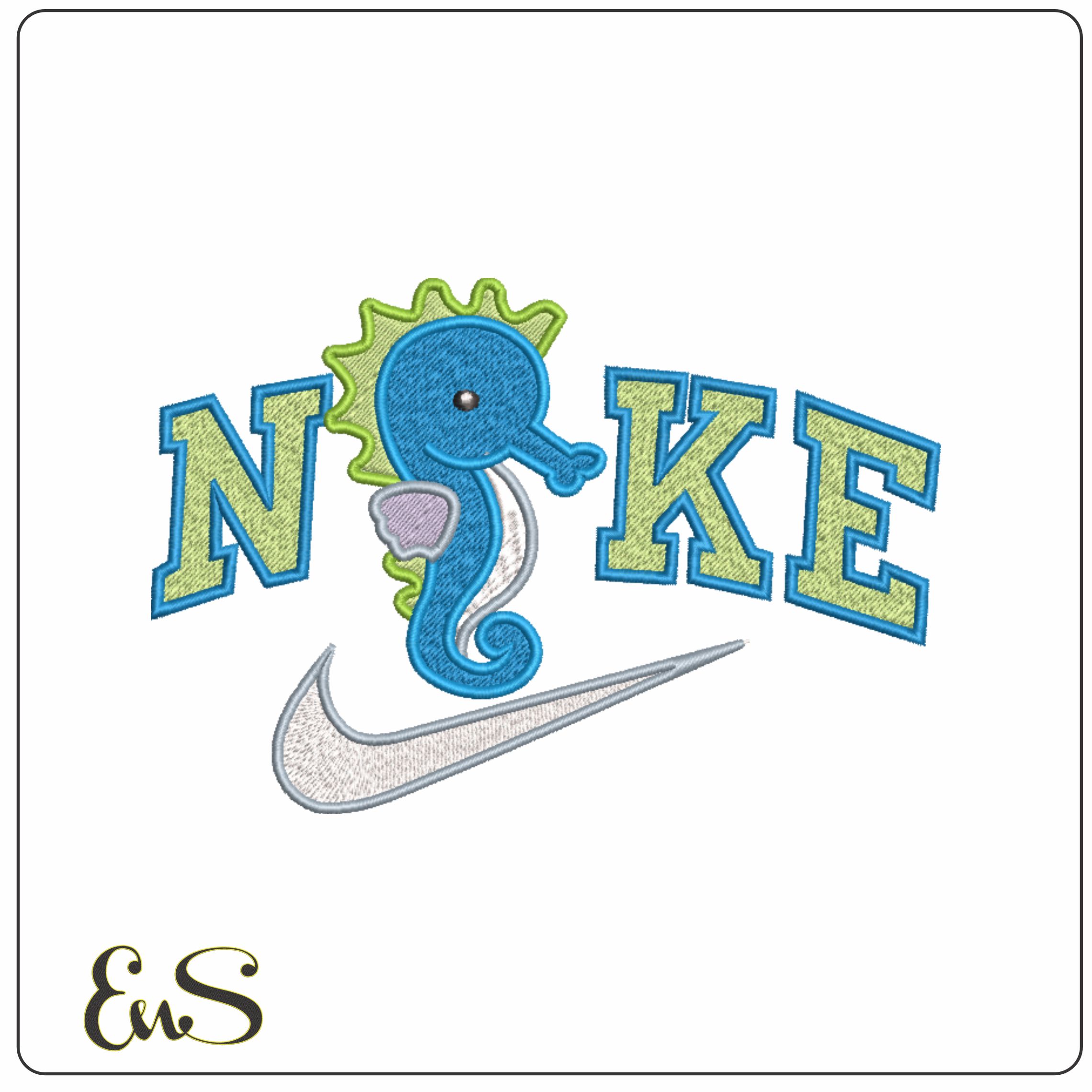 Nike Swoosh Children Seahorse- Nike embroidery design file - instant download