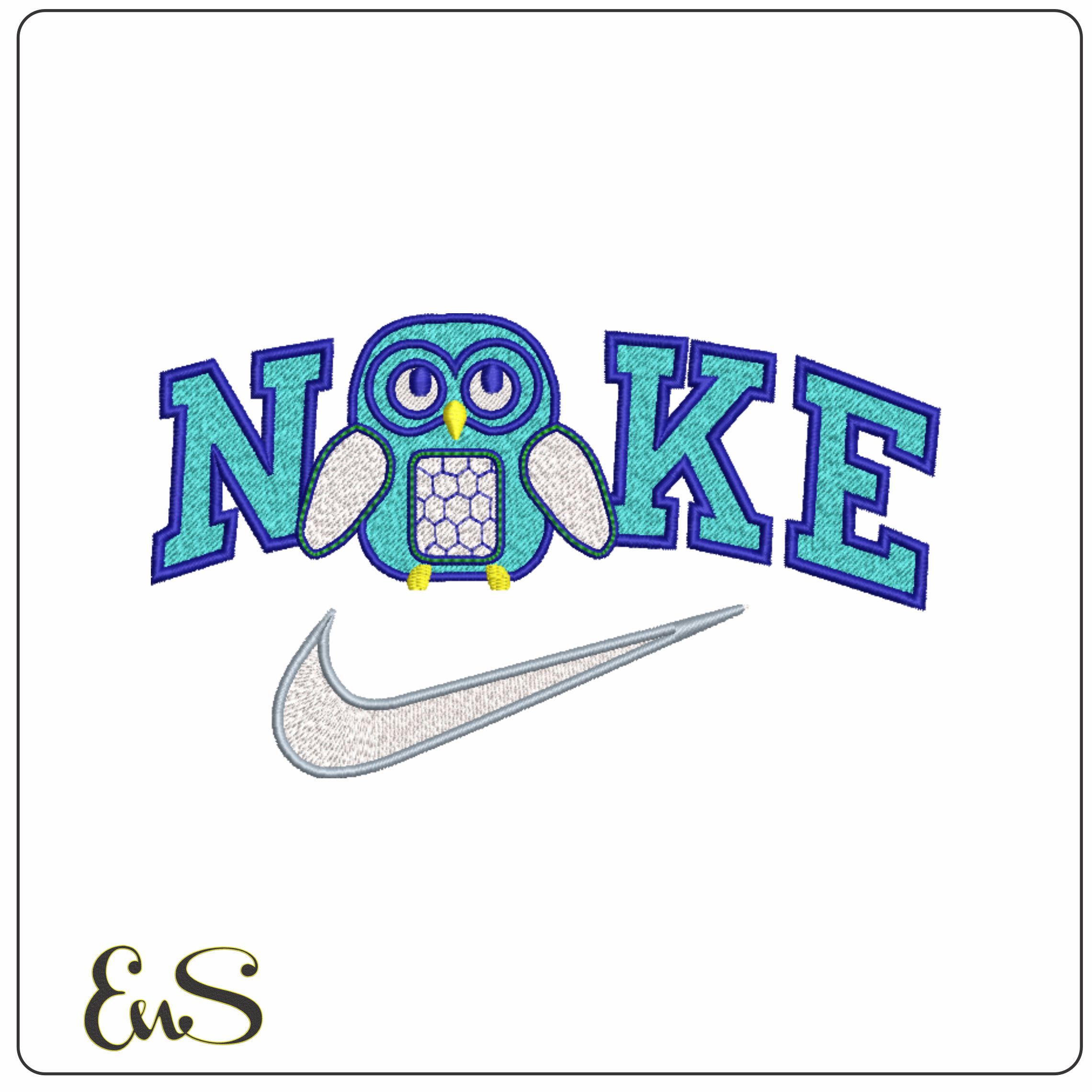 Nike Swoosh Childrens Owl- Nike embroidery design file - instant download