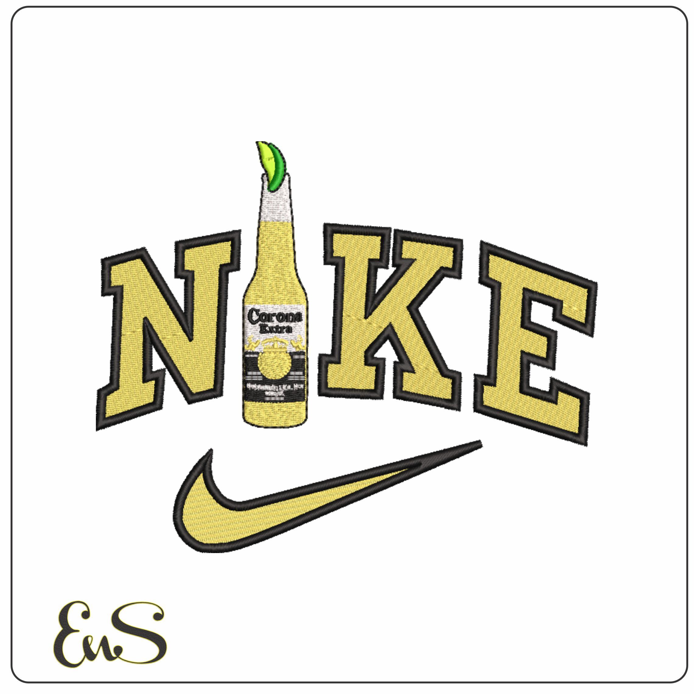Nike Swoosh Corona Beer- Nike embroidery design file - instant download