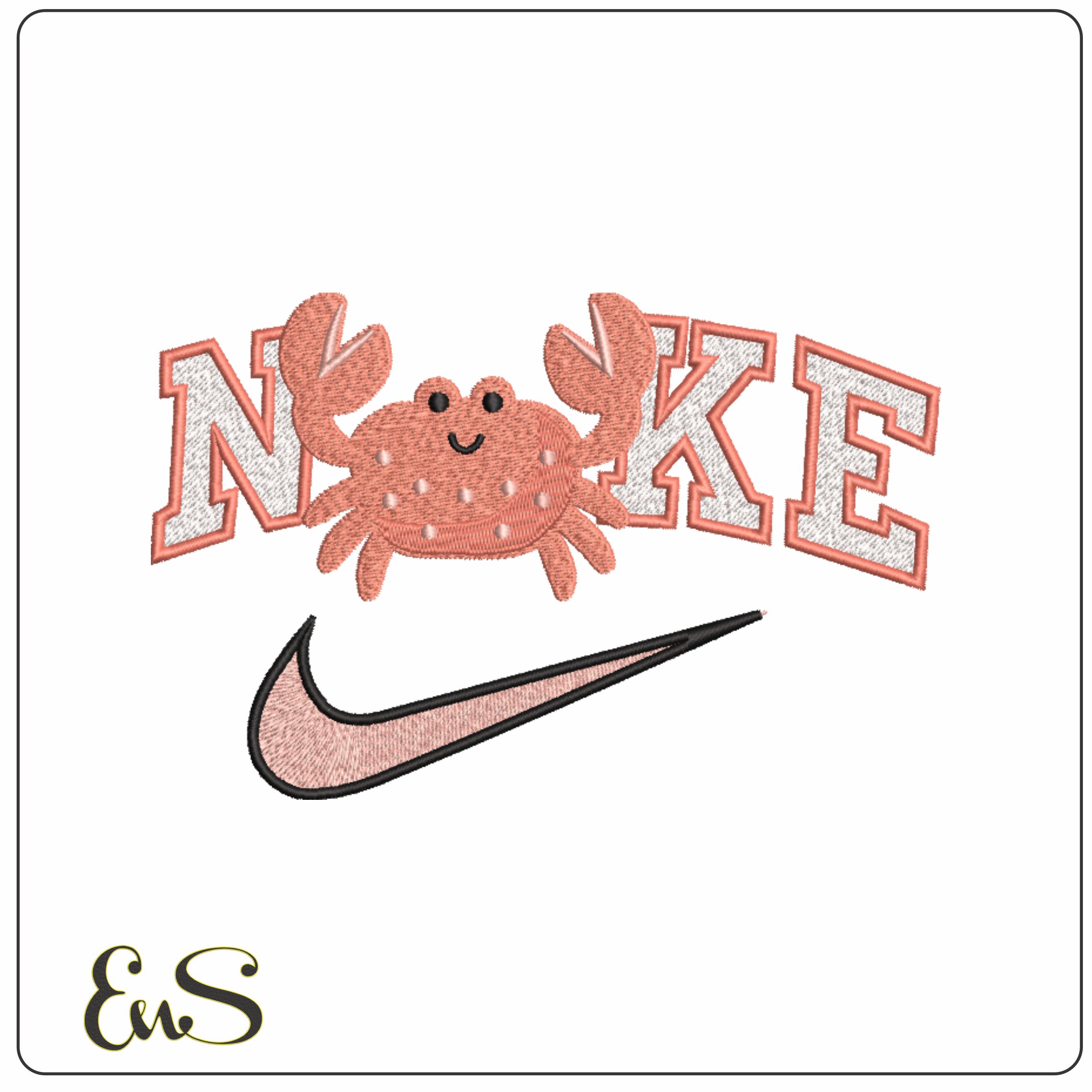 Nike Swoosh Crab Children- Nike embroidery design file - instant download