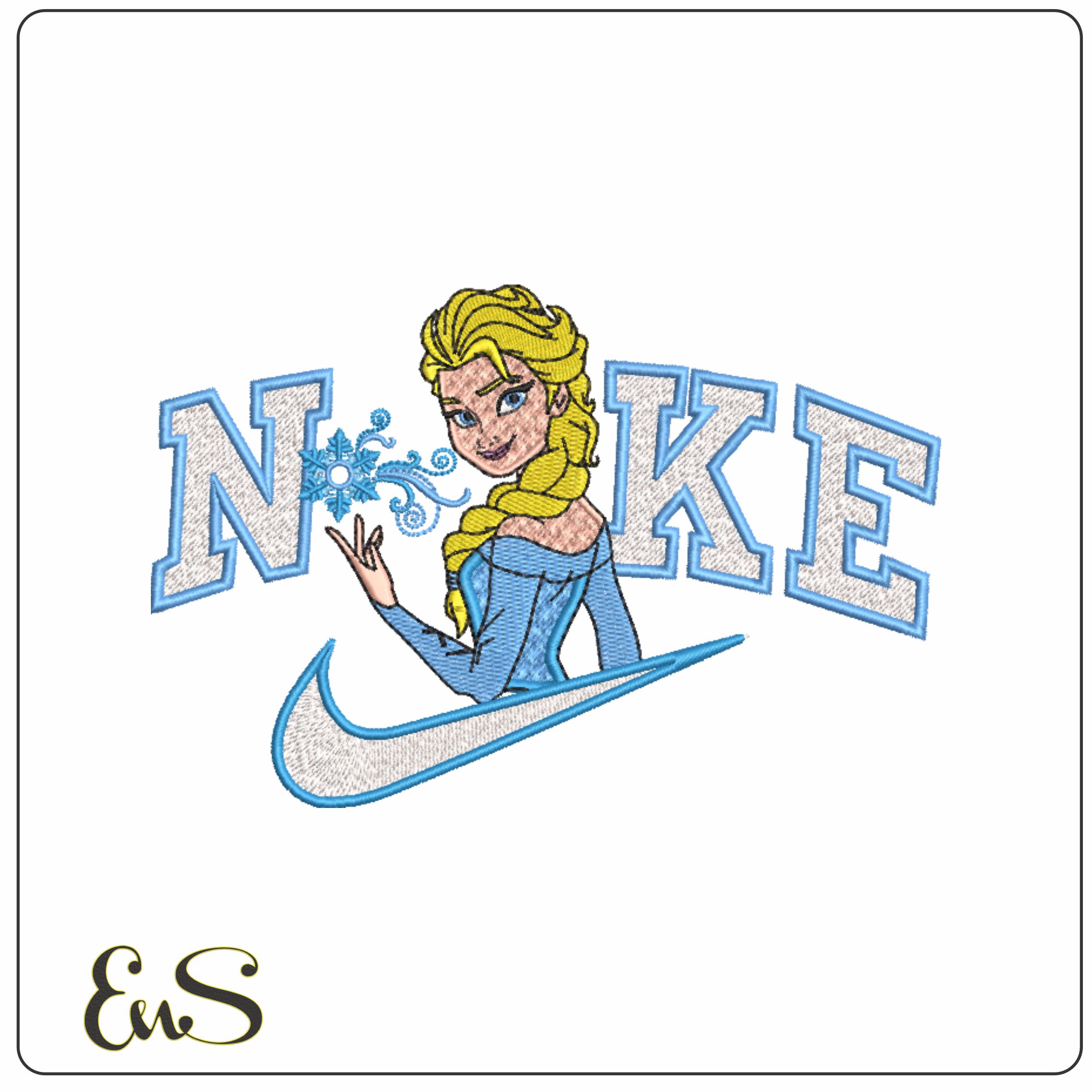 Nike Swoosh Elsa Frozen Snowflake- Nike Elsa Frozen Snowflake embroidery design file - instant download