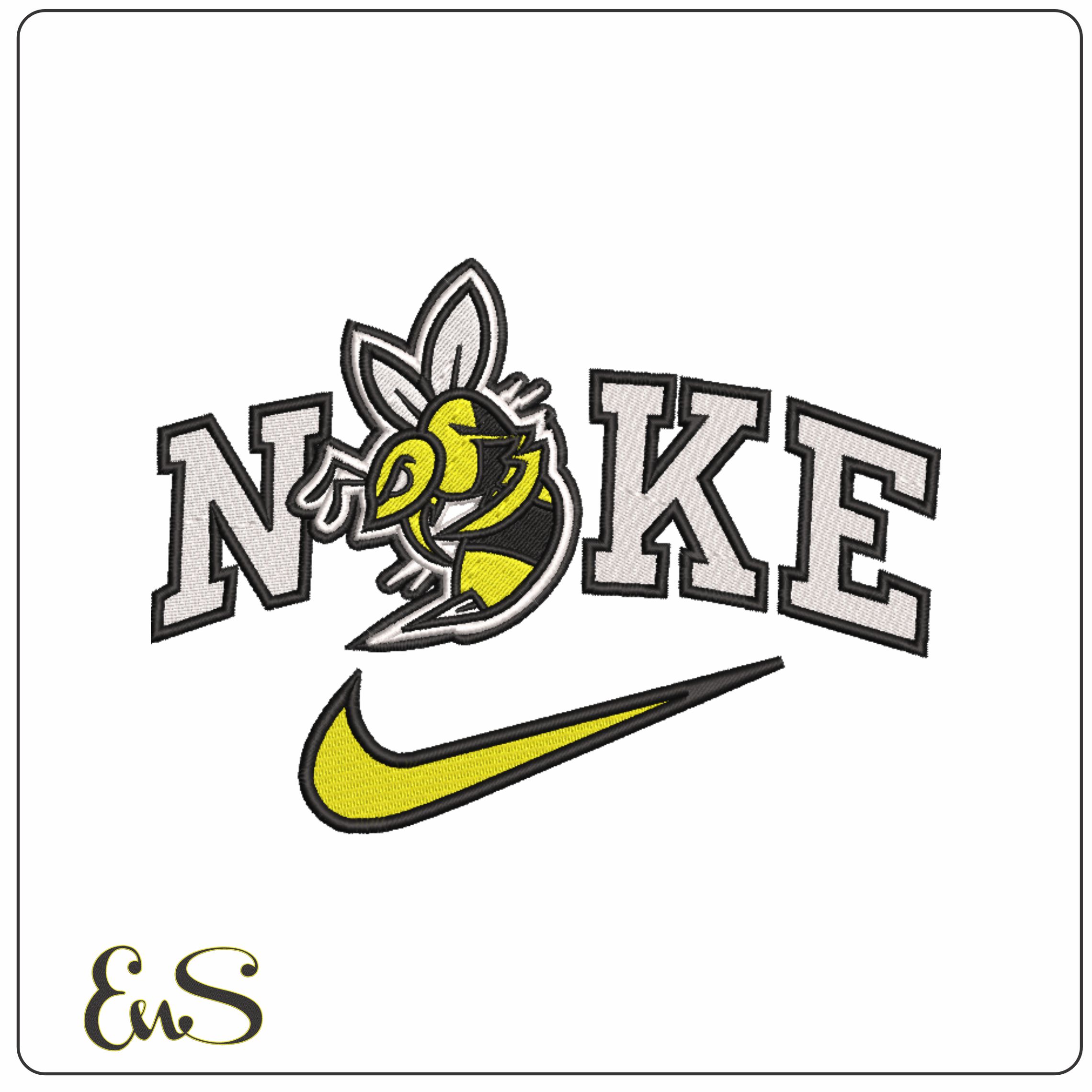 Nike Swoosh Esports Bee- Nike embroidery design file - instant download