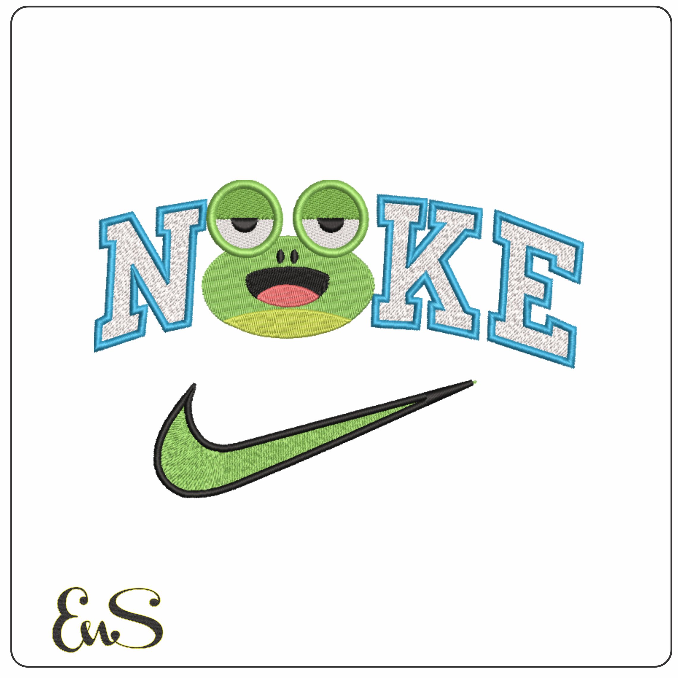 Nike Swoosh Frog Face- Nike embroidery design file - instant download