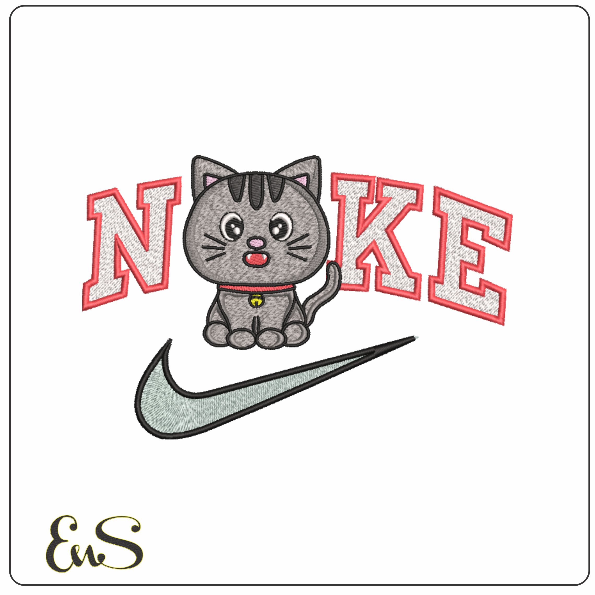 Nike Grey Cat- Nike embroidery design file - instant download