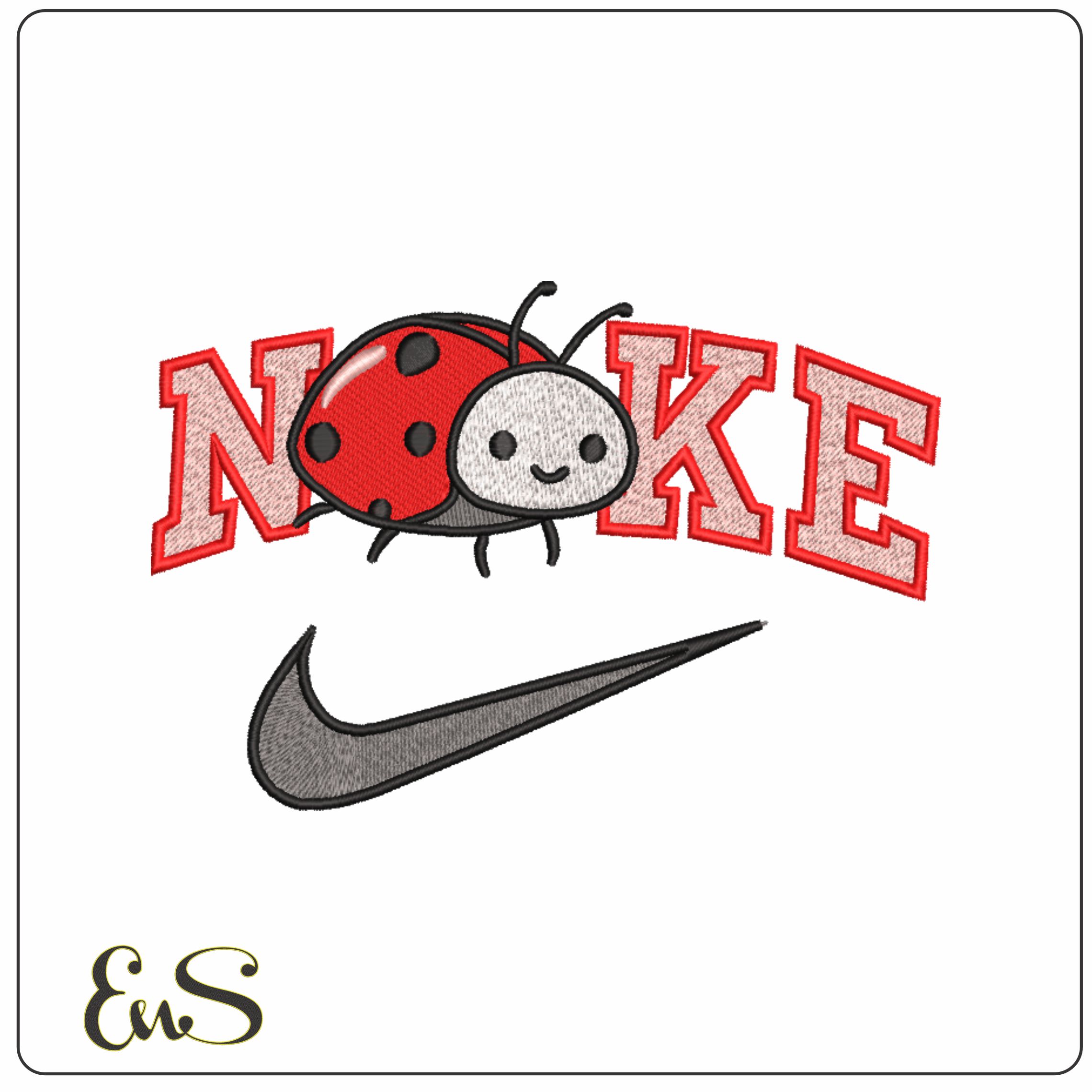 Nike Lady Bug- Nike embroidery design file - instant download