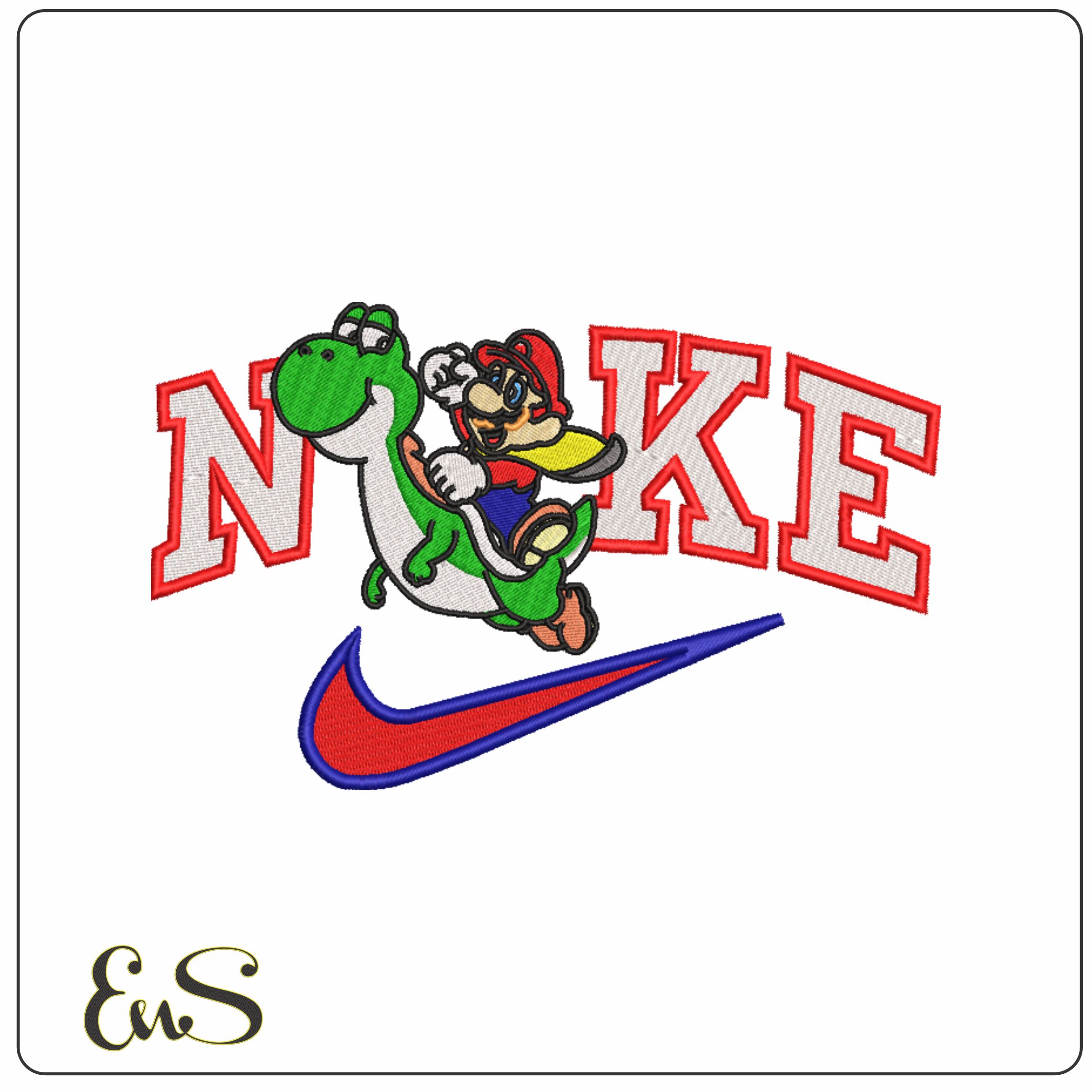 Nike Mario Nintendo- Nike embroidery design file - instant download