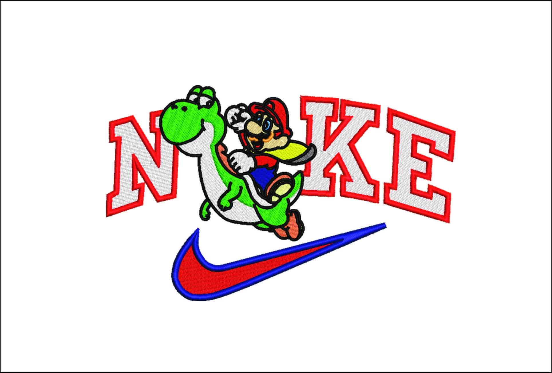 Nike Mario Nintendo- Nike embroidery design file - instant download