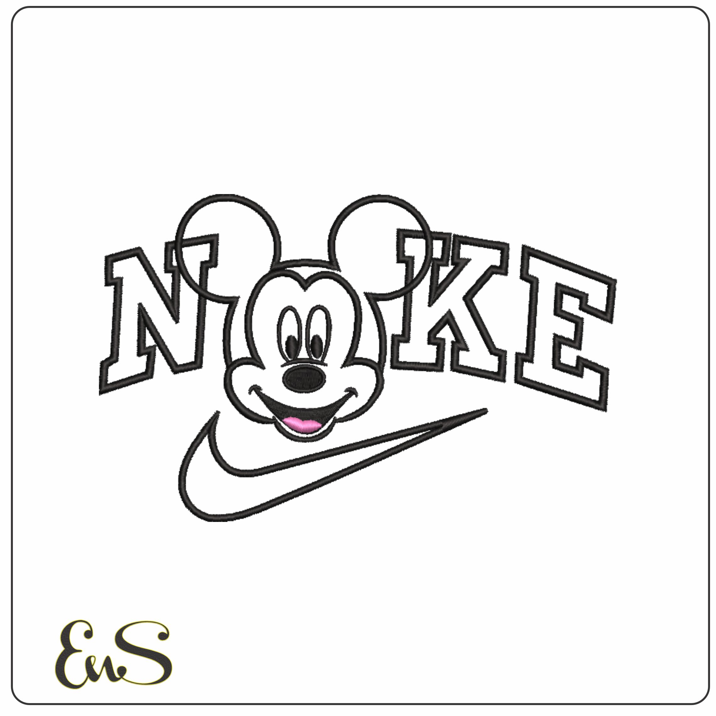 Nike Mickey Mouse Head Applique- Nike embroidery design file - instant download