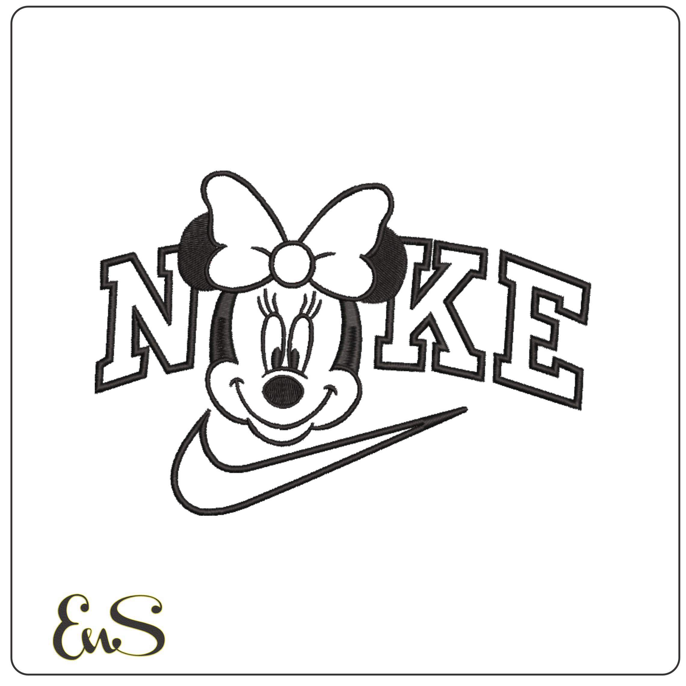 Nike Minnie Mouse Head Applique- Nike embroidery design file - instant download