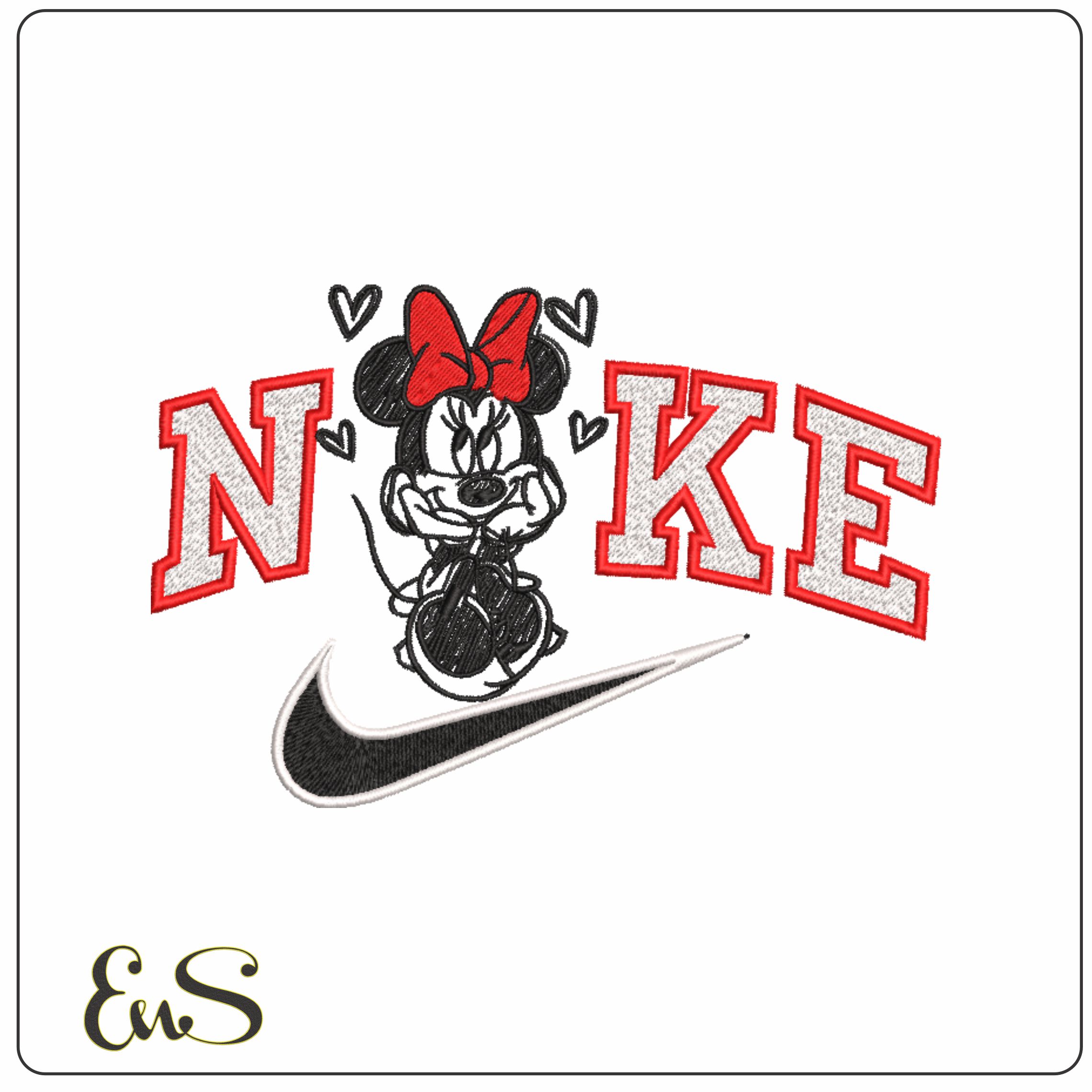 Nike Minnie Mouse Line Drawing- Nike embroidery design file - instant download