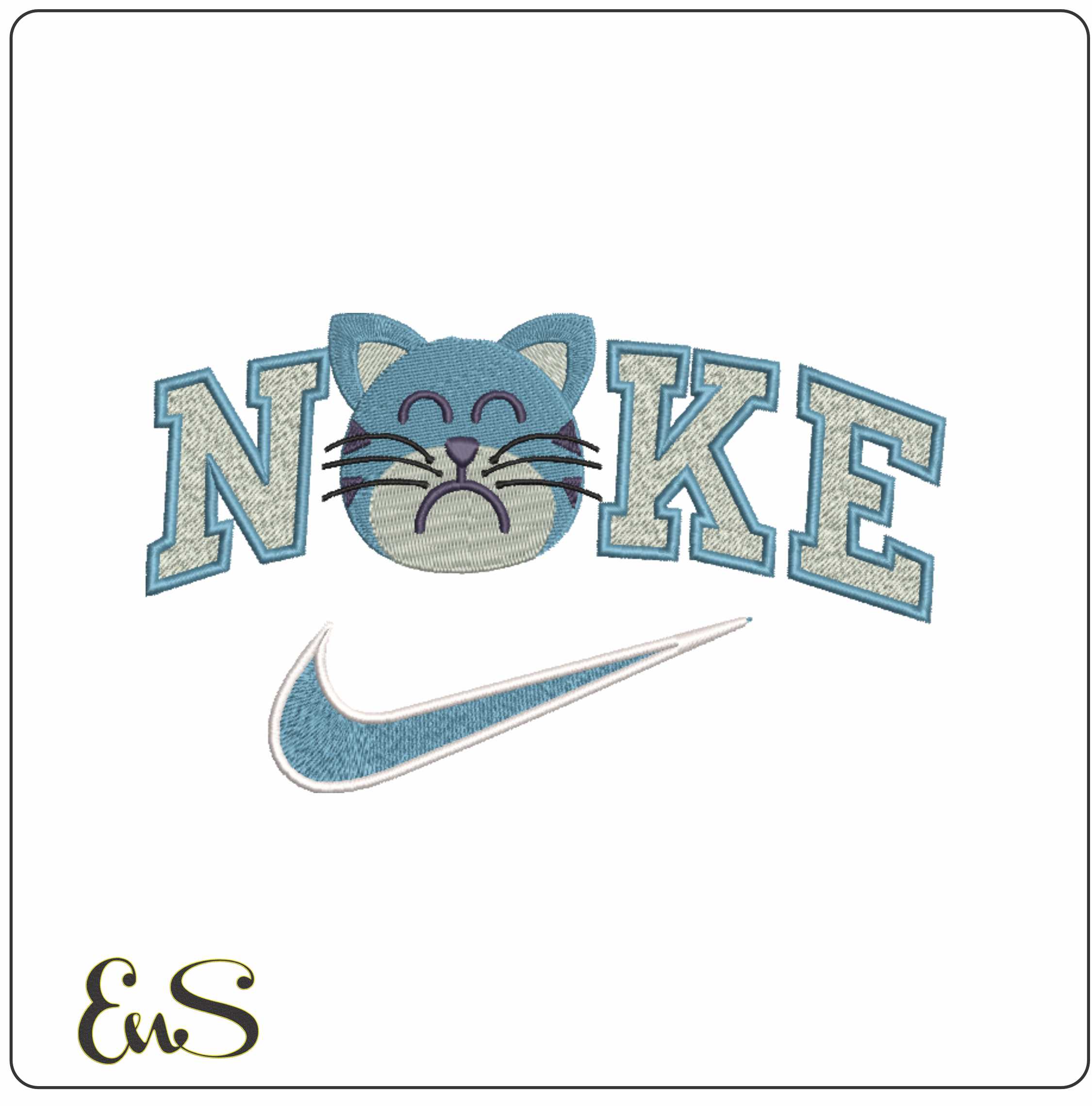Nike Sad Cat Face-Nike embroidery design file - instant download