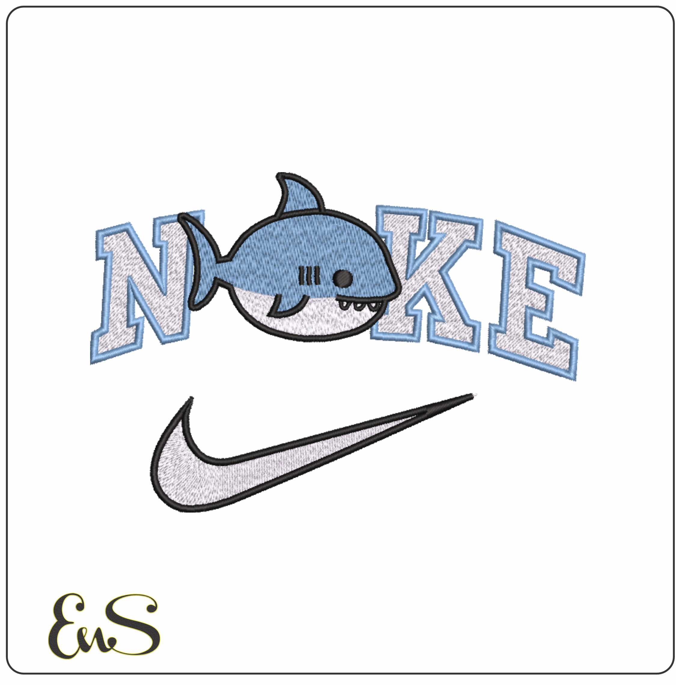 Nike Shark-Nike embroidery design file - instant download