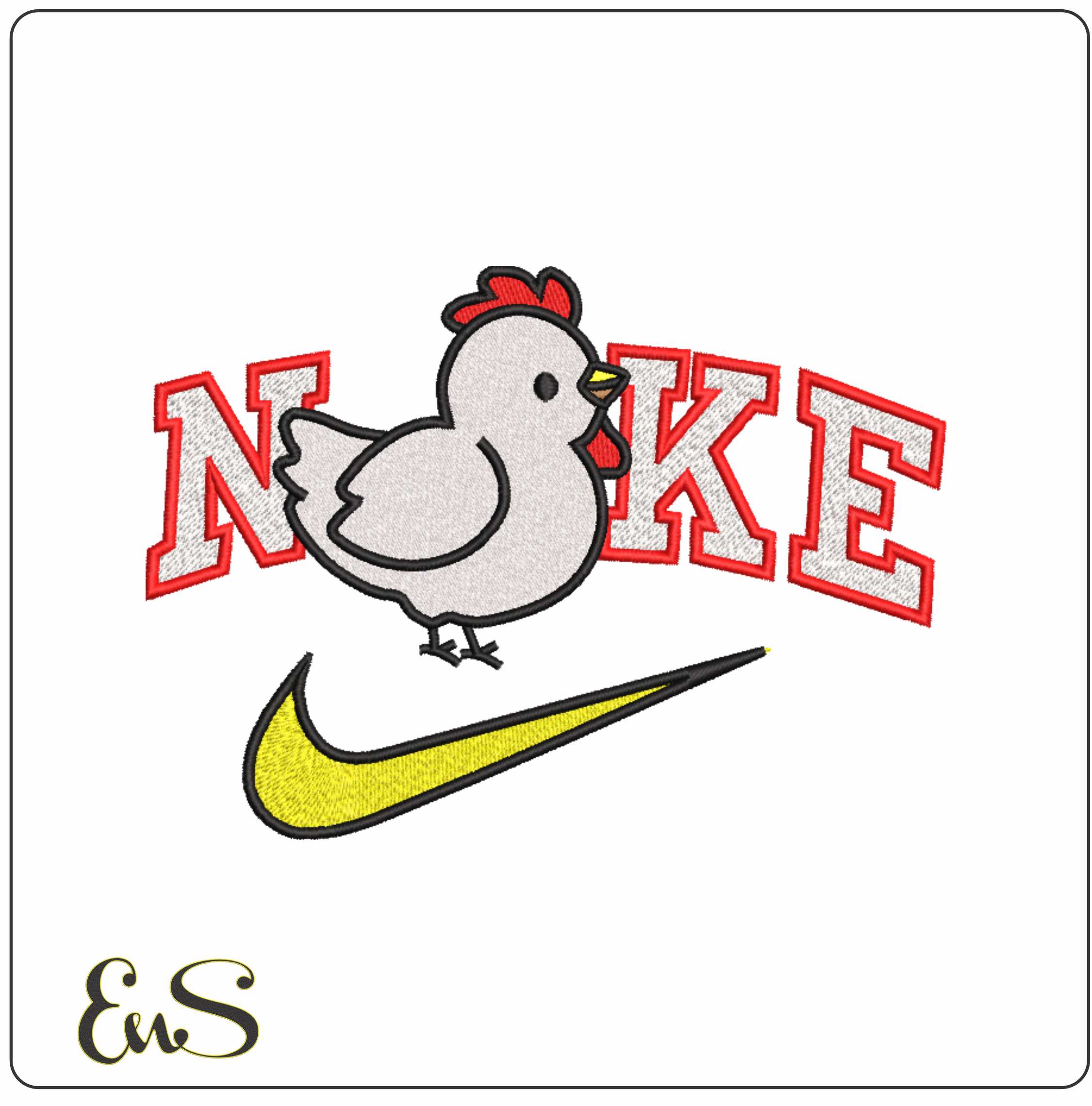 Nike Simple White Chicken-Nike embroidery design file - instant download