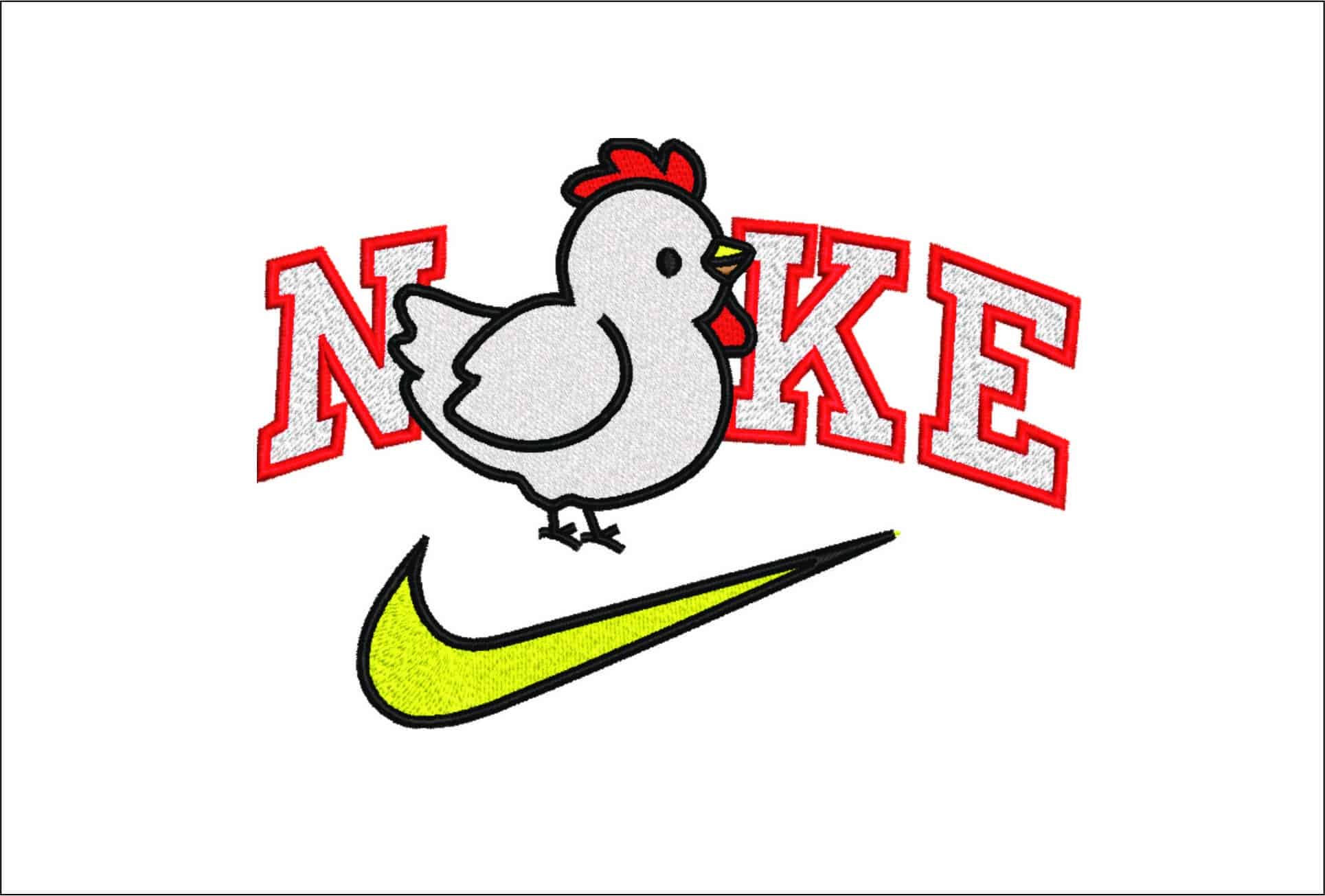 Nike Simple White Chicken-Nike embroidery design file - instant download