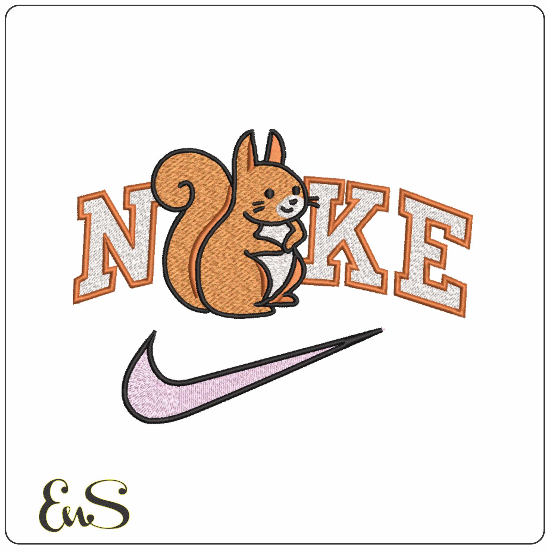 Nike Squirrel-Nike embroidery design file - instant download