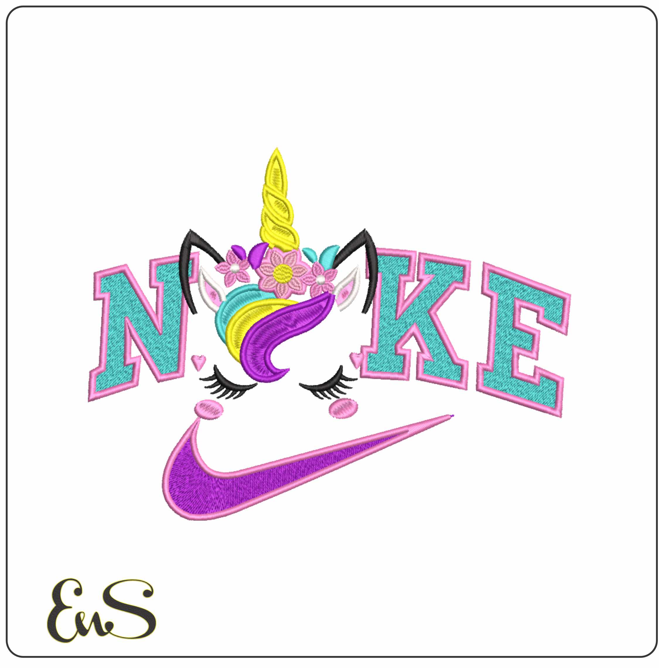 Nike Unicorn Face-Nike embroidery design file - instant download