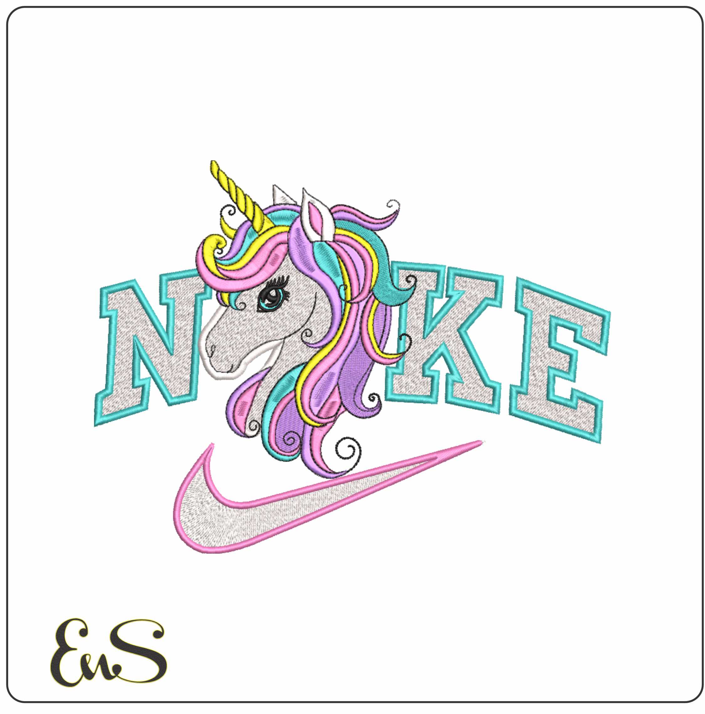 Nike Unicorn Head-Nike embroidery design file - instant download