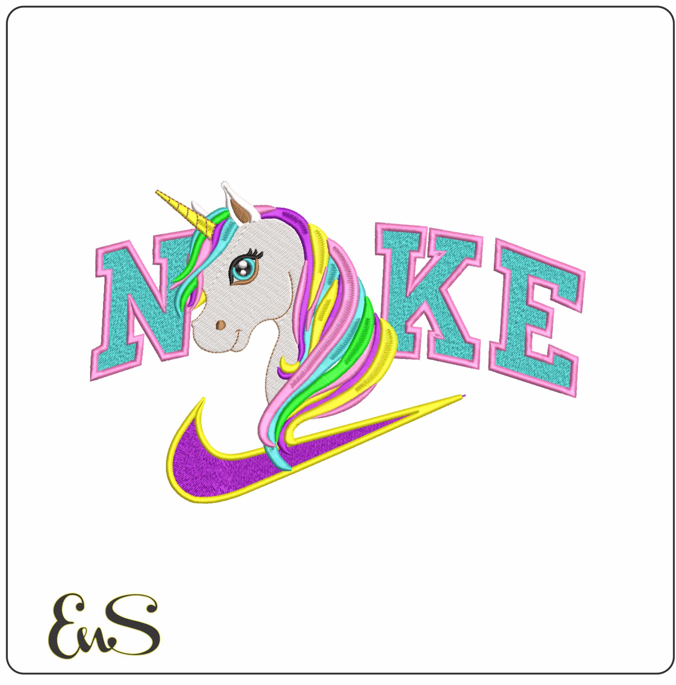 Nike Unicorn Head side-Nike embroidery design file - instant download