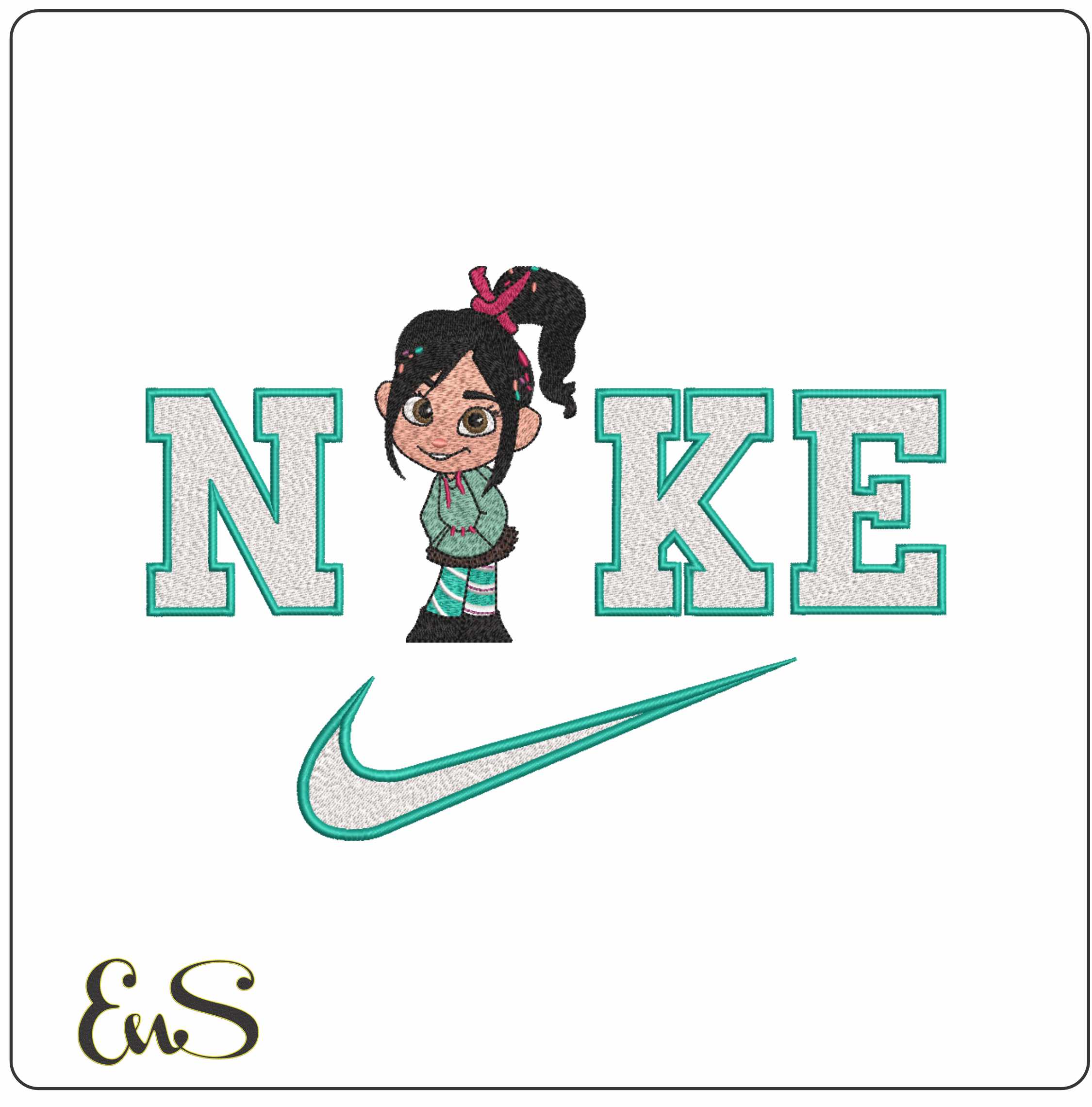Nike Vanellope- Wreck it Ralph-Nike embroidery design file - instant download