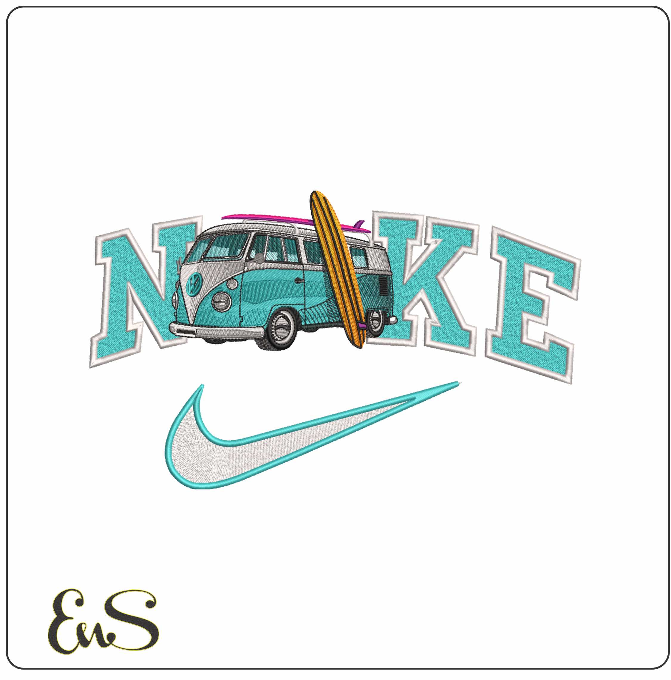 Nike VW Camper Surfer-Nike embroidery design file - instant download