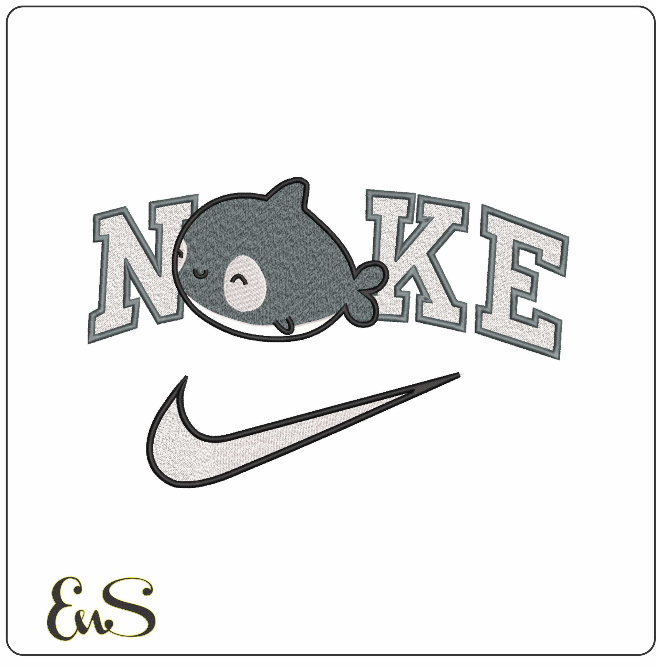 Nike Whale-Nike embroidery design file - instant download