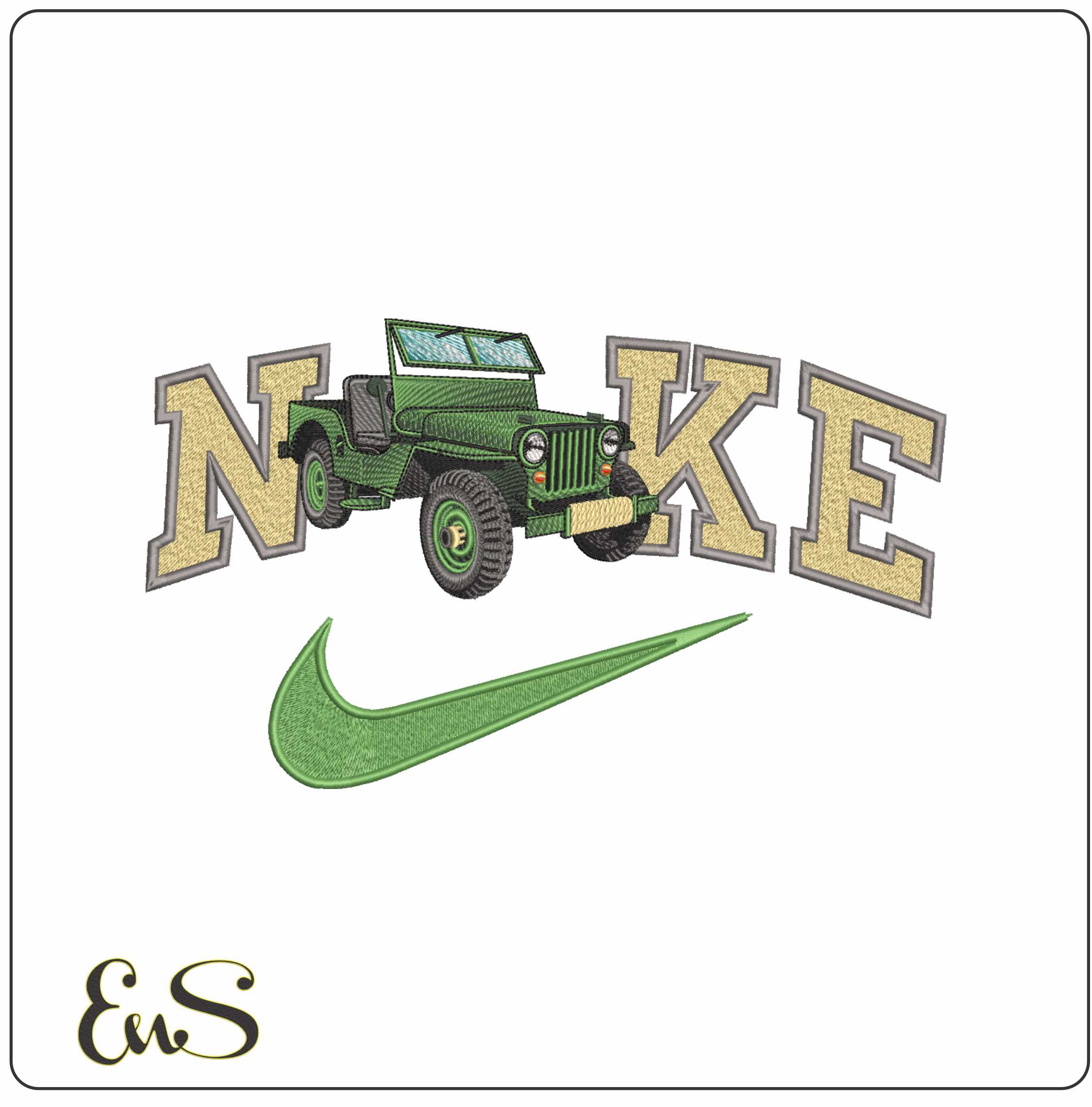 Nike Willys Army Jeep-Nike embroidery design file - instant download