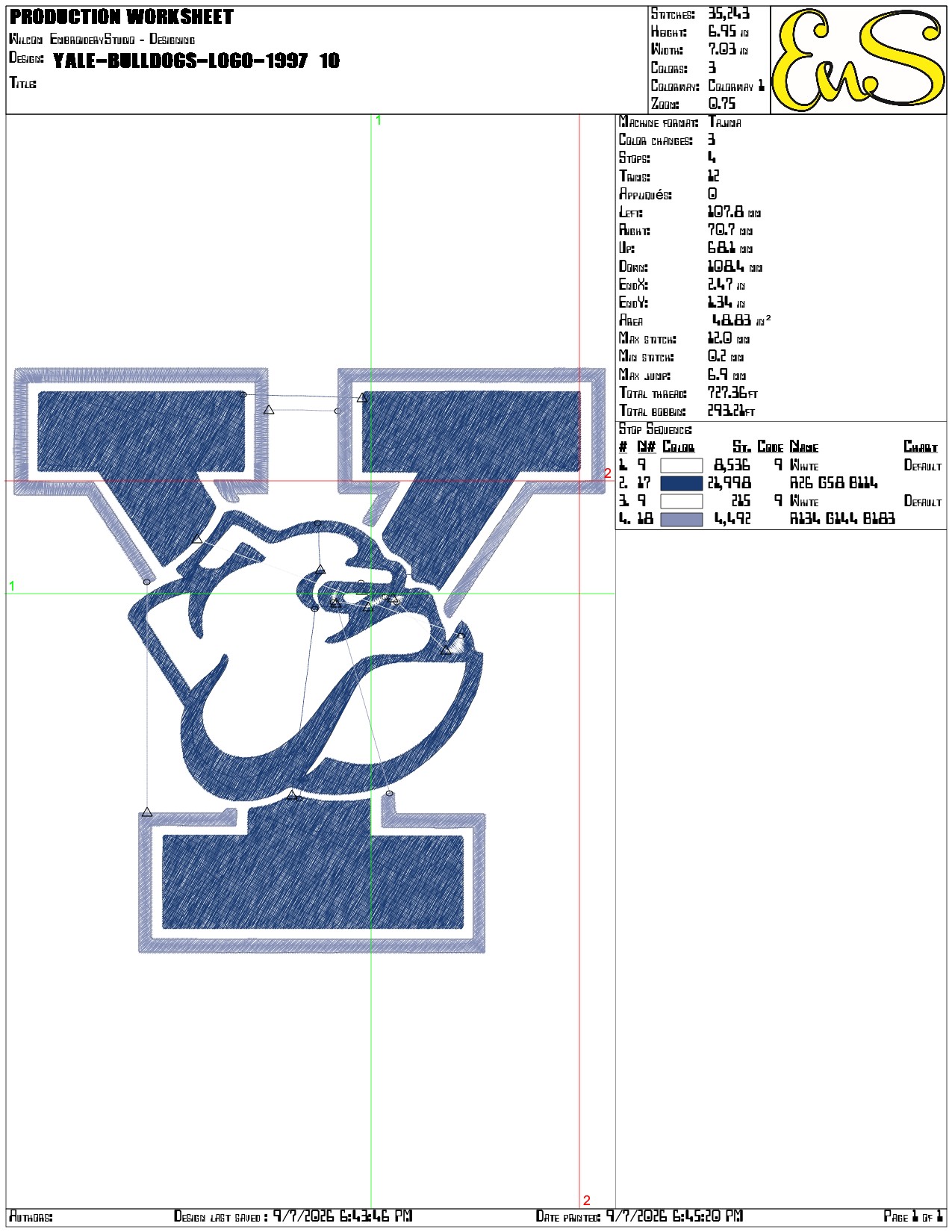 Yale-Bulldogs-Logo-1997- Elegant embroidery design file - instant download