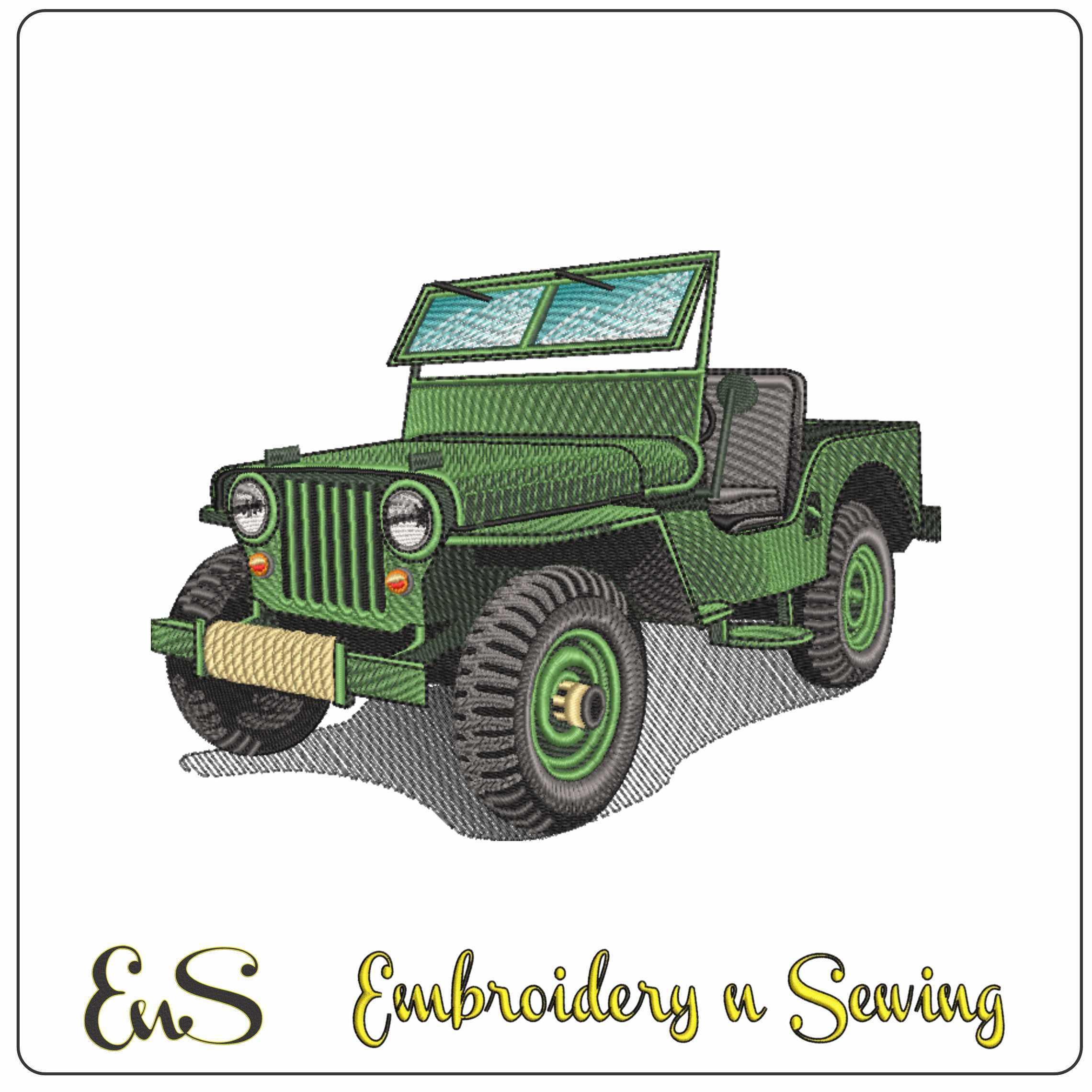 Willys army Jeep- Elegant embroidery design file - instant download