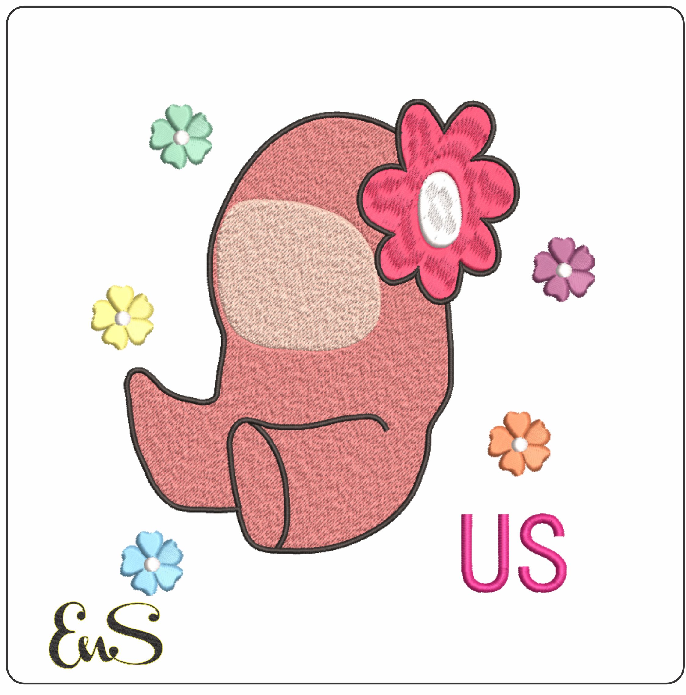 Among US Flowers- Elegant embroidery design file - instant download