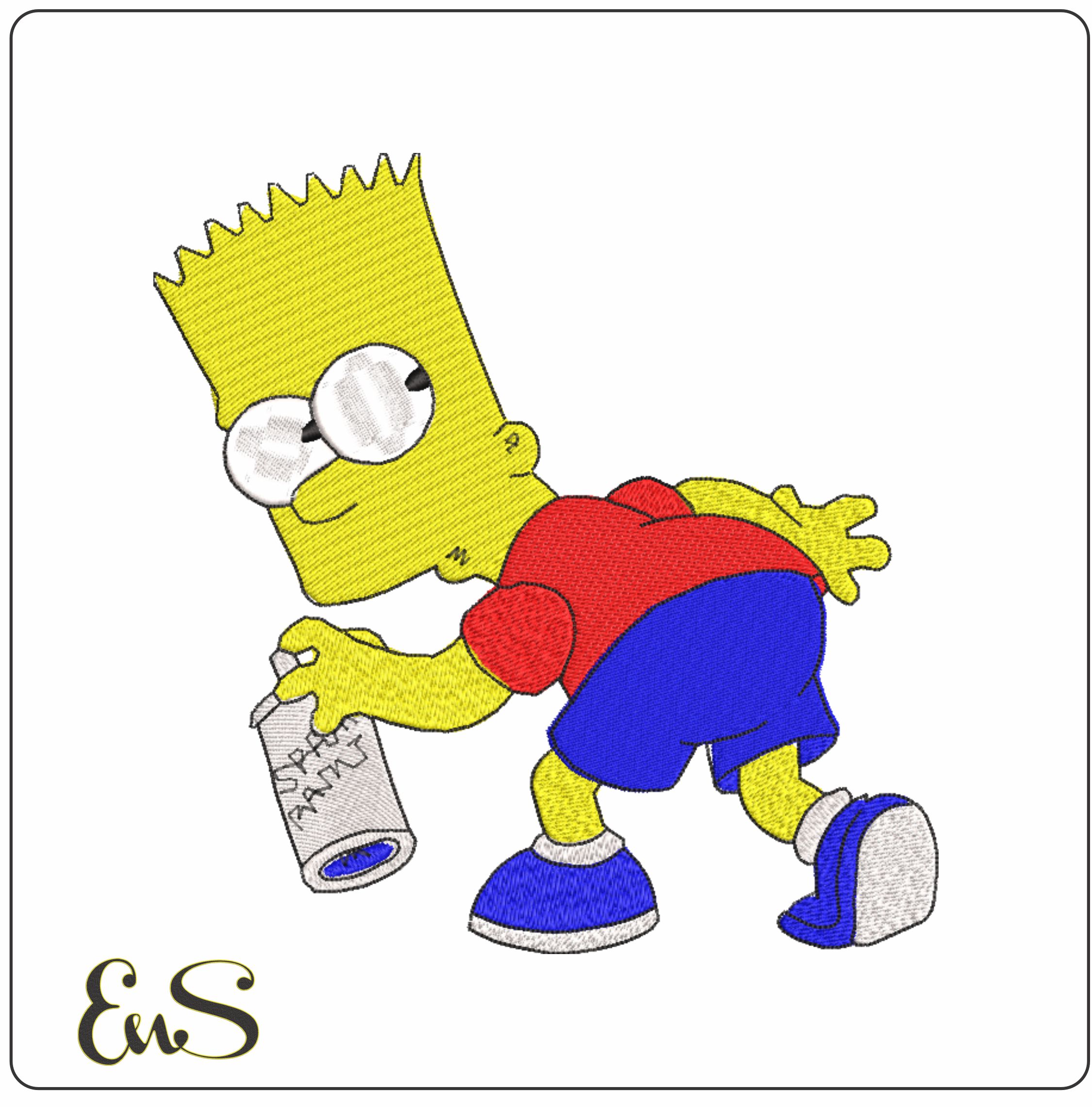 Bart Simspon Grafitti- Elegant embroidery design file - instant download