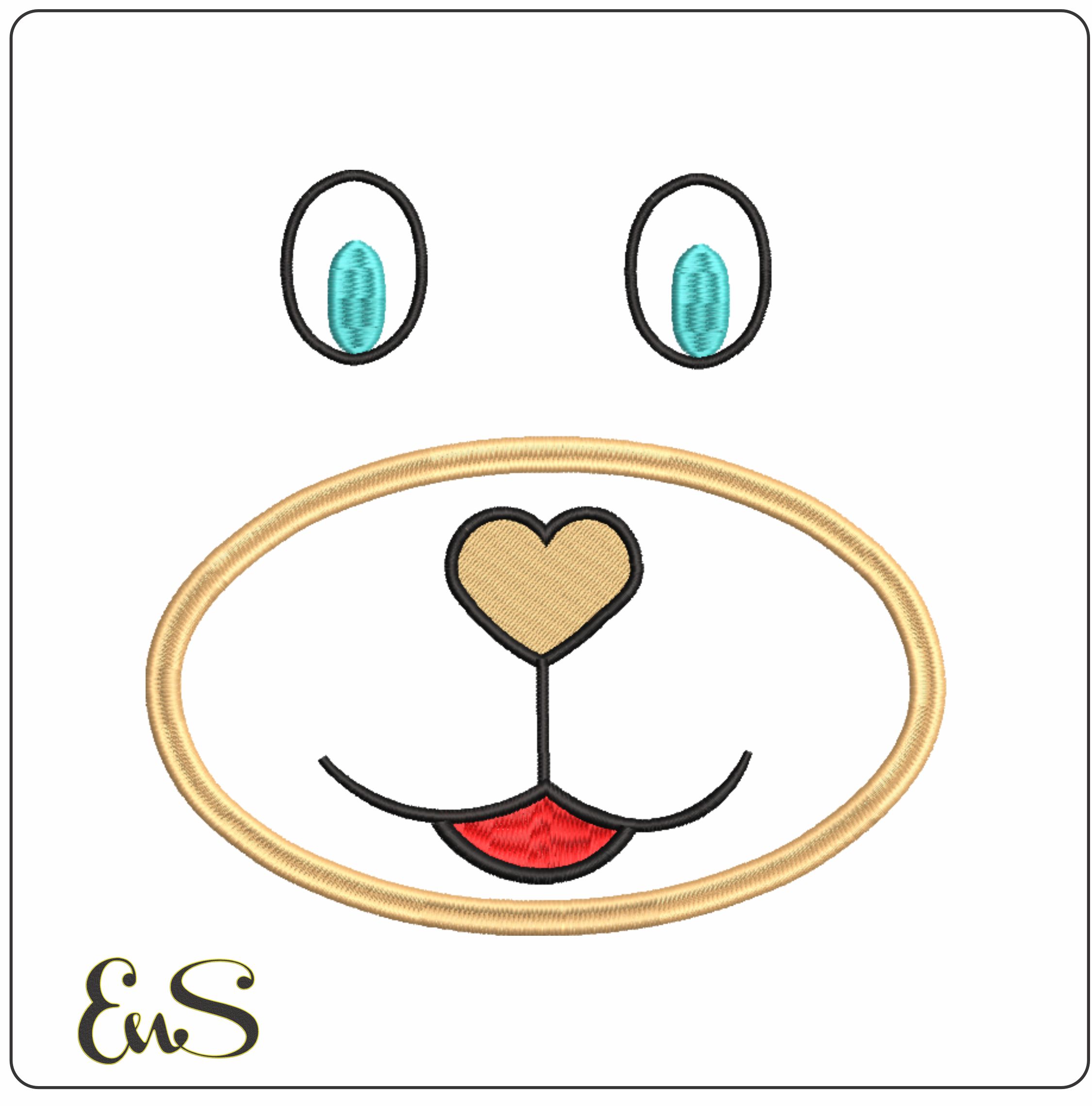 Bear Face Applique- Elegant embroidery design file - instant download