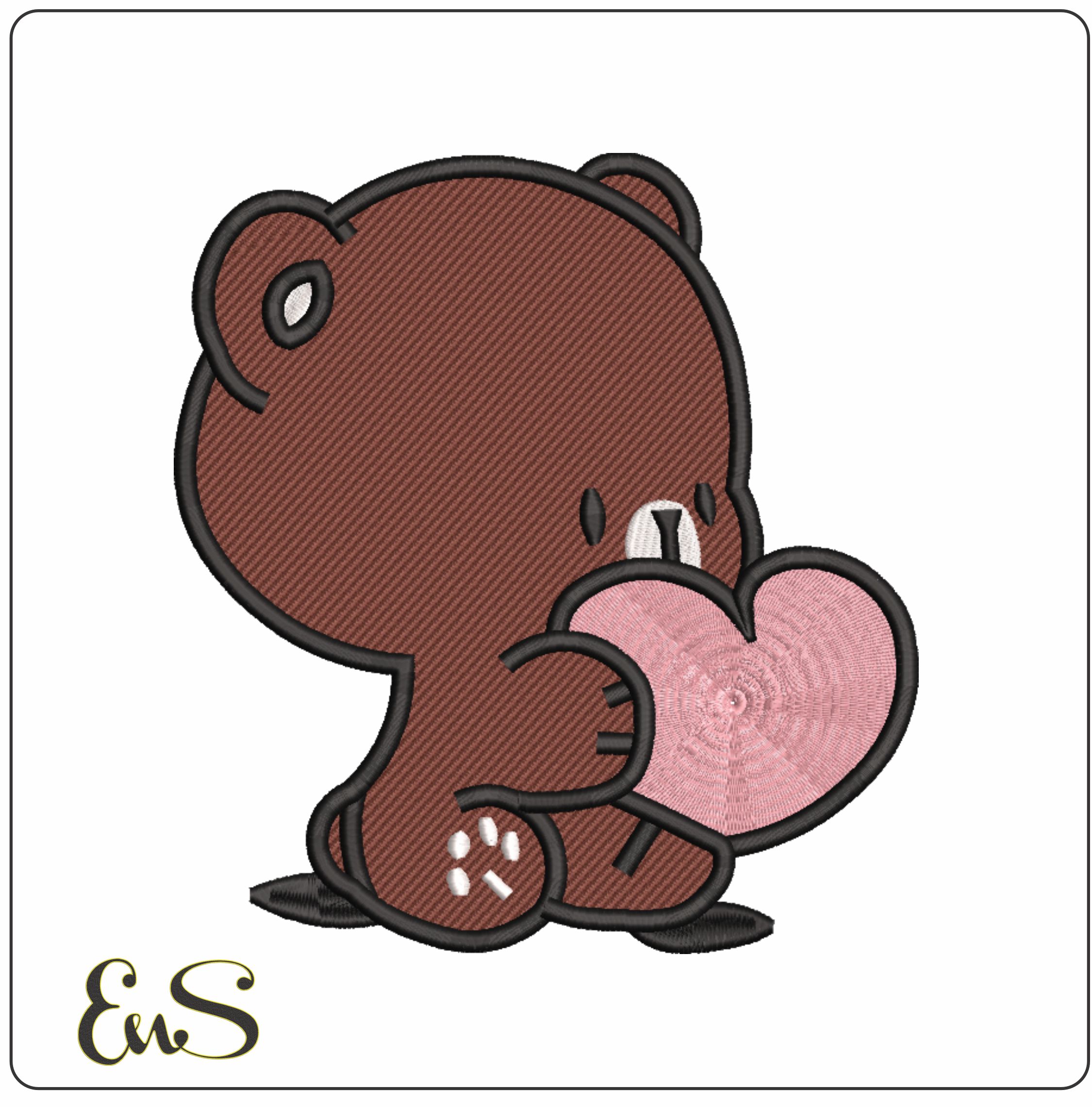 Bear with Heart- Elegant embroidery design file - instant download