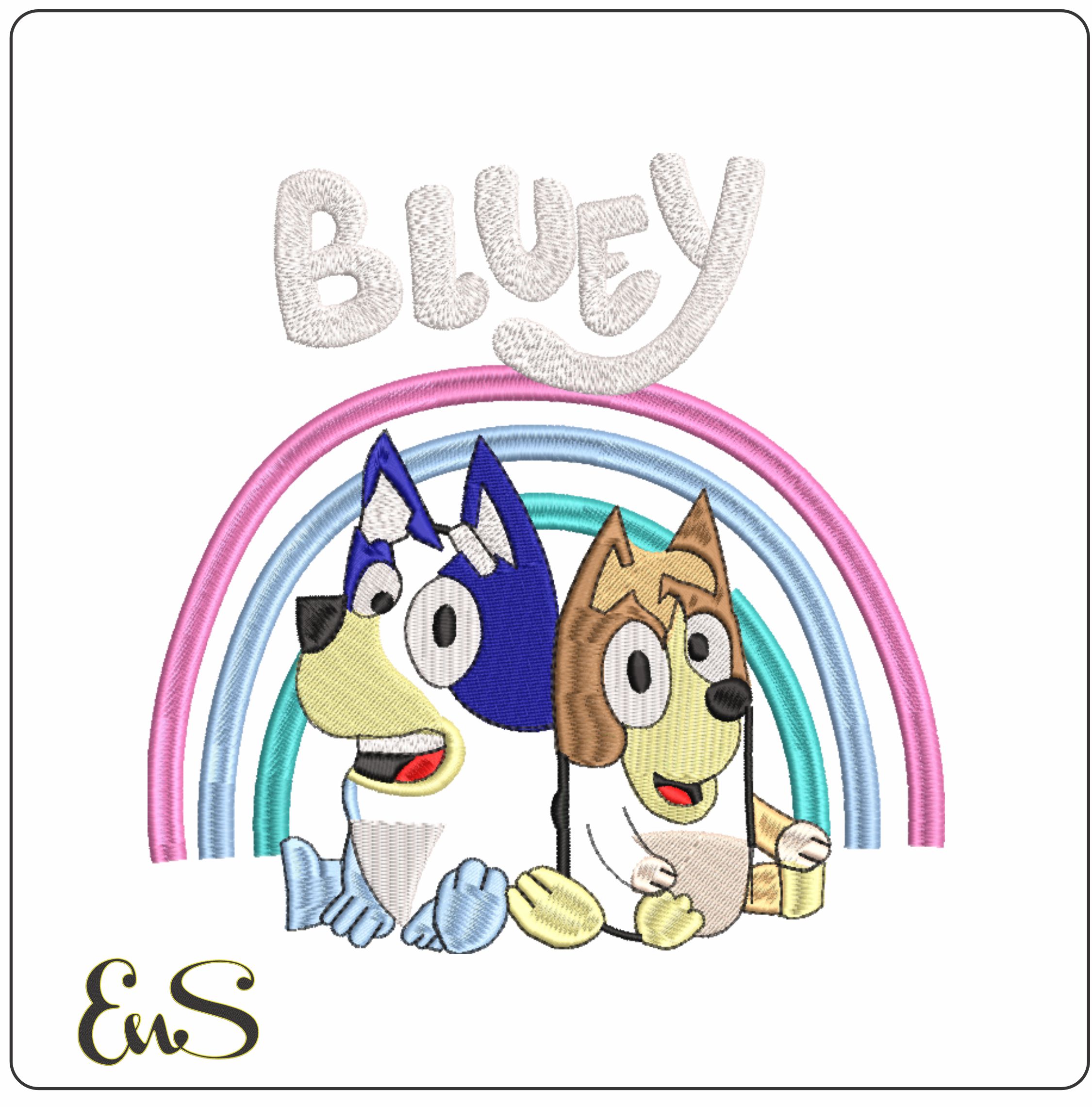 Bluey Rainbow- Elegant embroidery design file - instant download