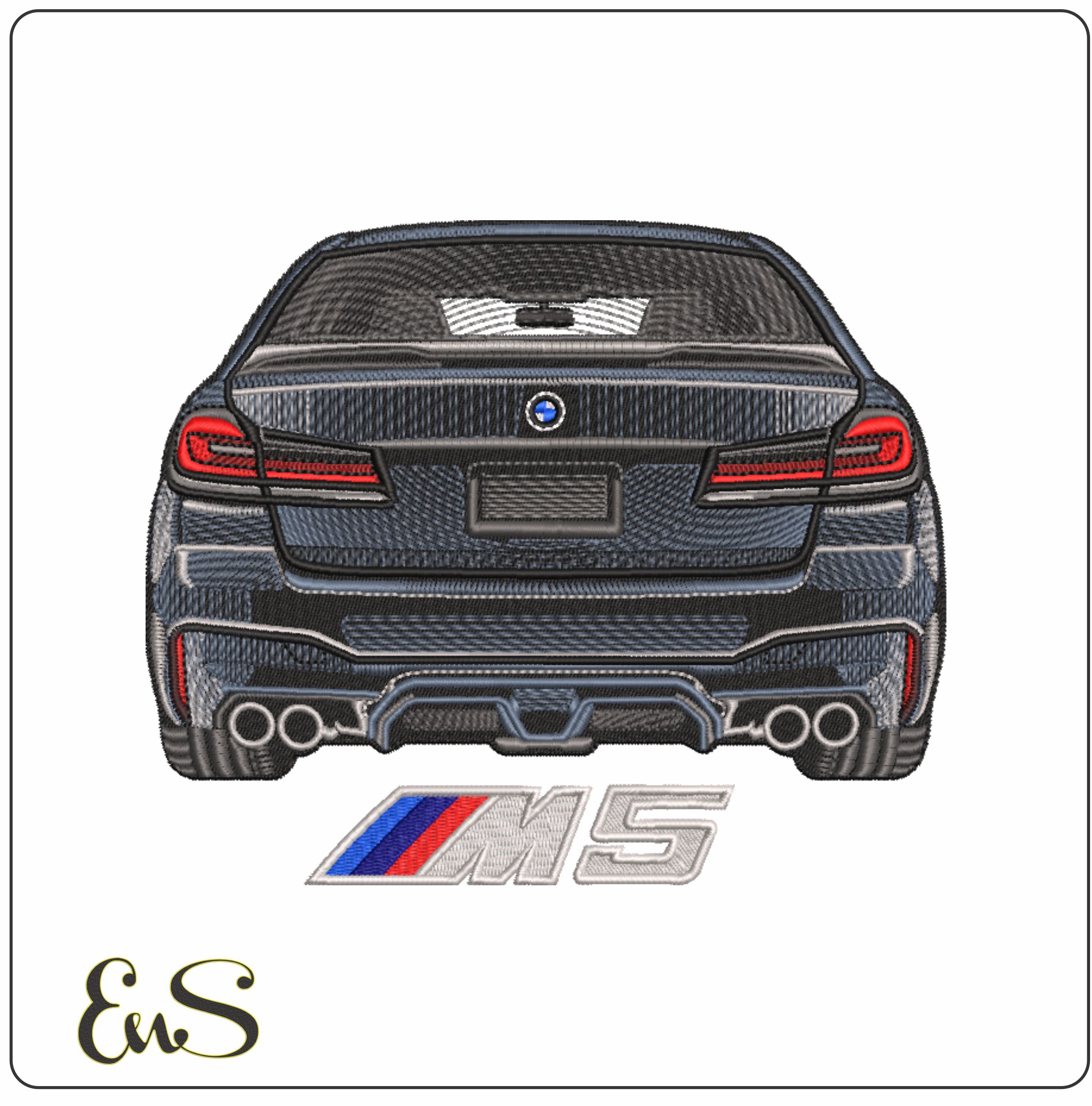BMW M5 Rear with Logo- Elegant embroidery design file - instant download