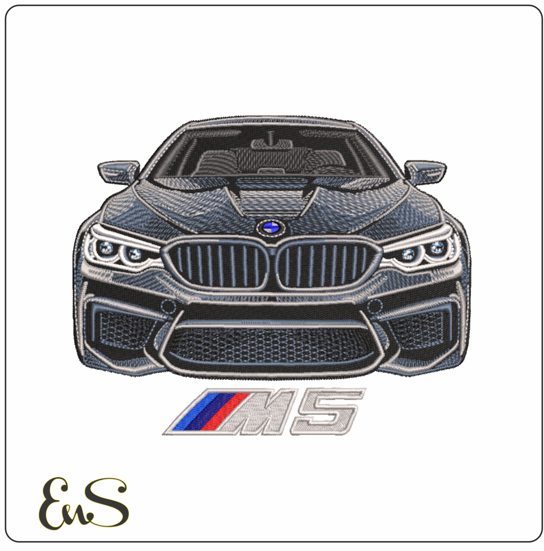 BMW M5 With Logo- Elegant embroidery design file - instant download
