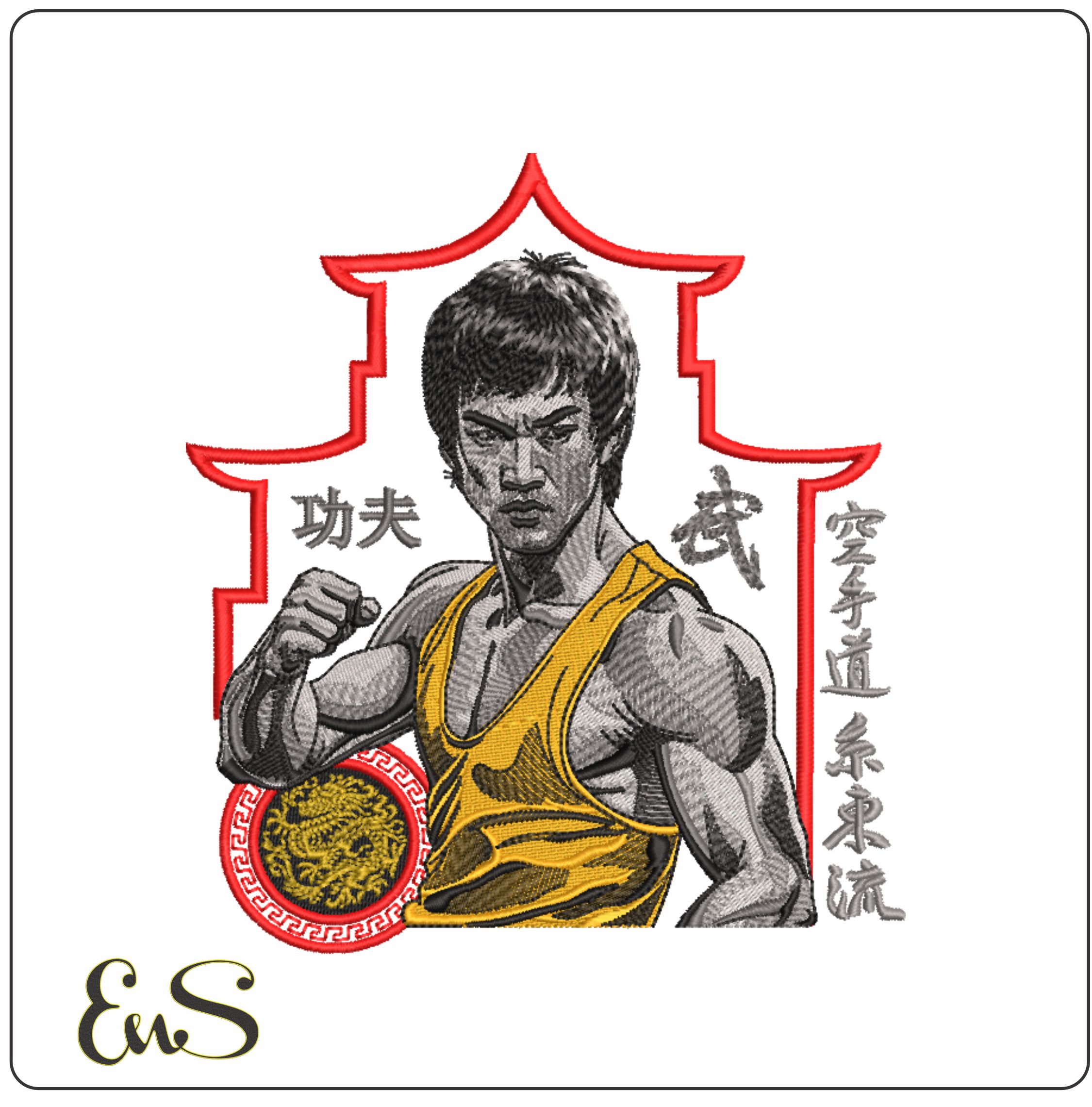Bruce lee Chinese Temple- Elegant embroidery design file - instant download