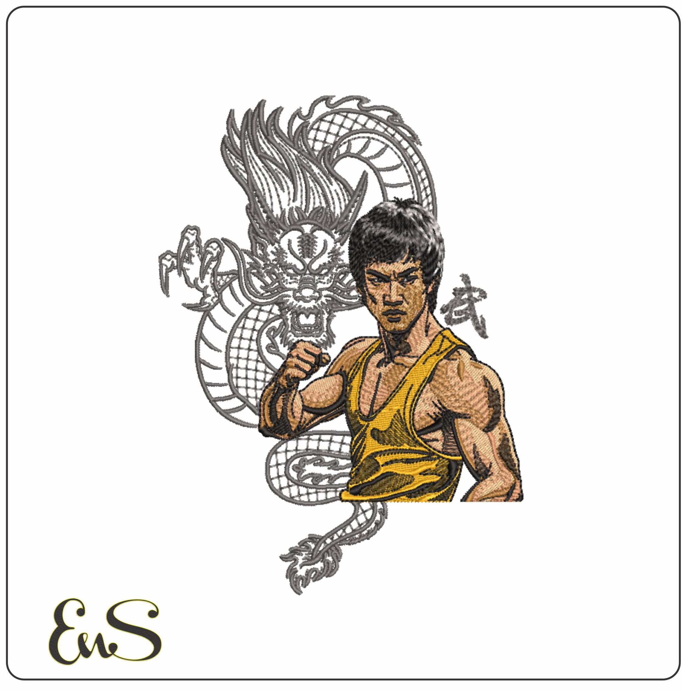 Bruce Lee Dragon- Elegant embroidery design file - instant download