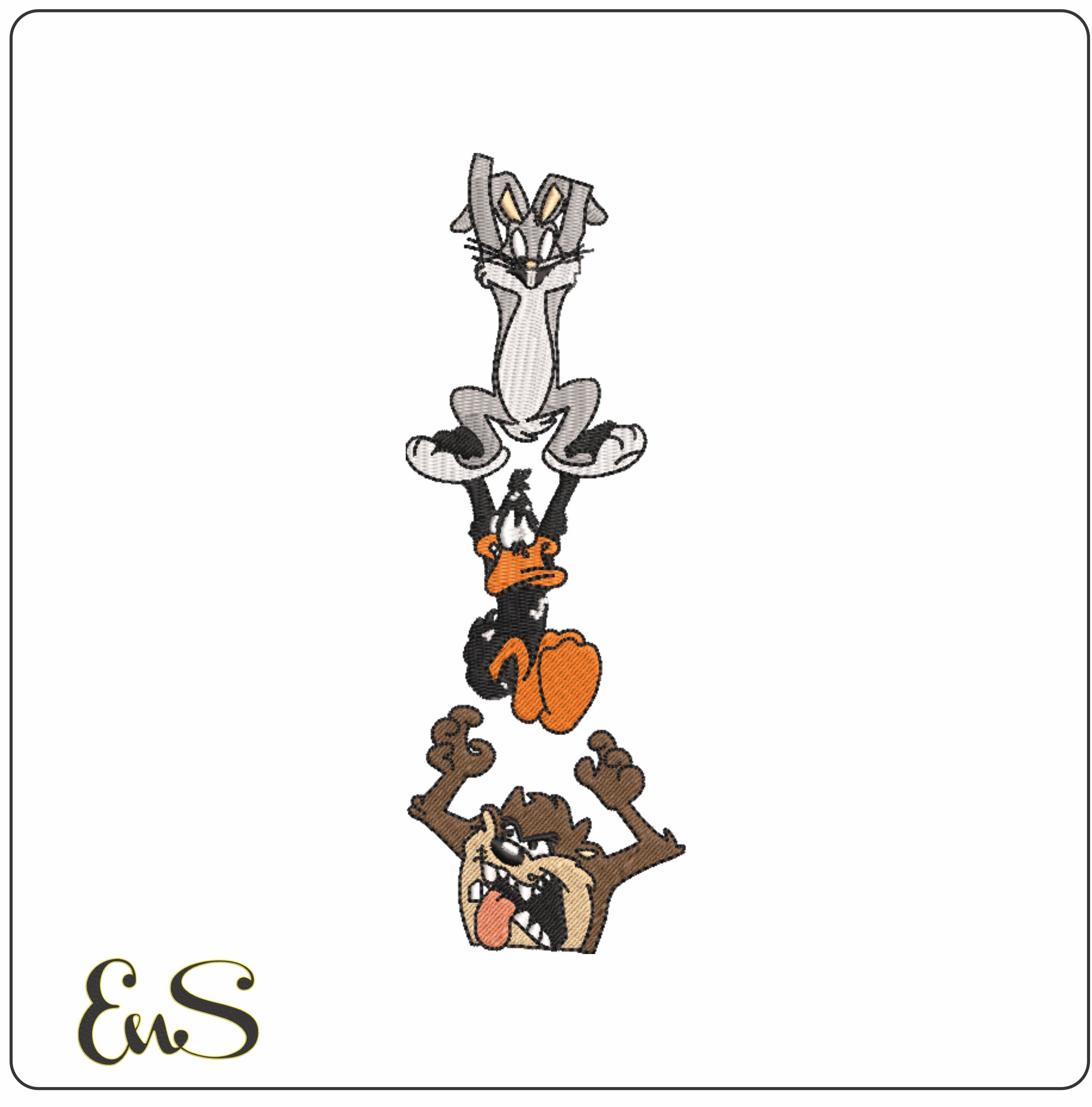 Buggs Daffy Taz hanging- Elegant embroidery design file - instant download