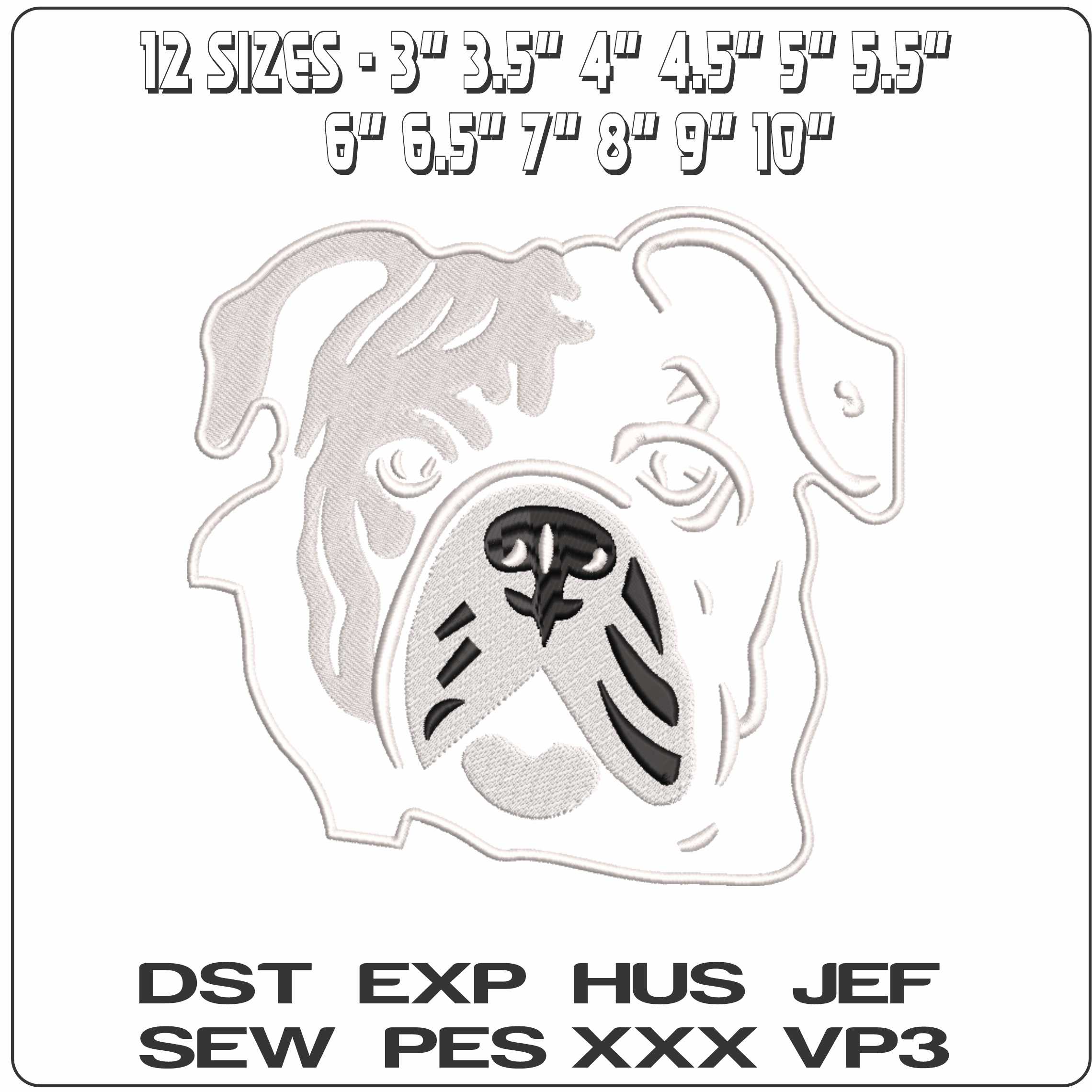 Bulldog Outline- Elegant embroidery design file - instant download