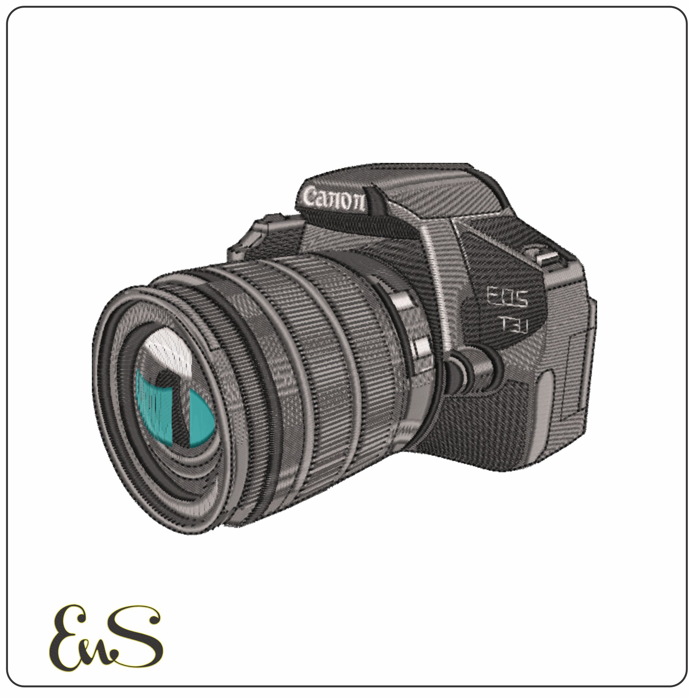Canon Eos Camera- Elegant embroidery design file - instant download