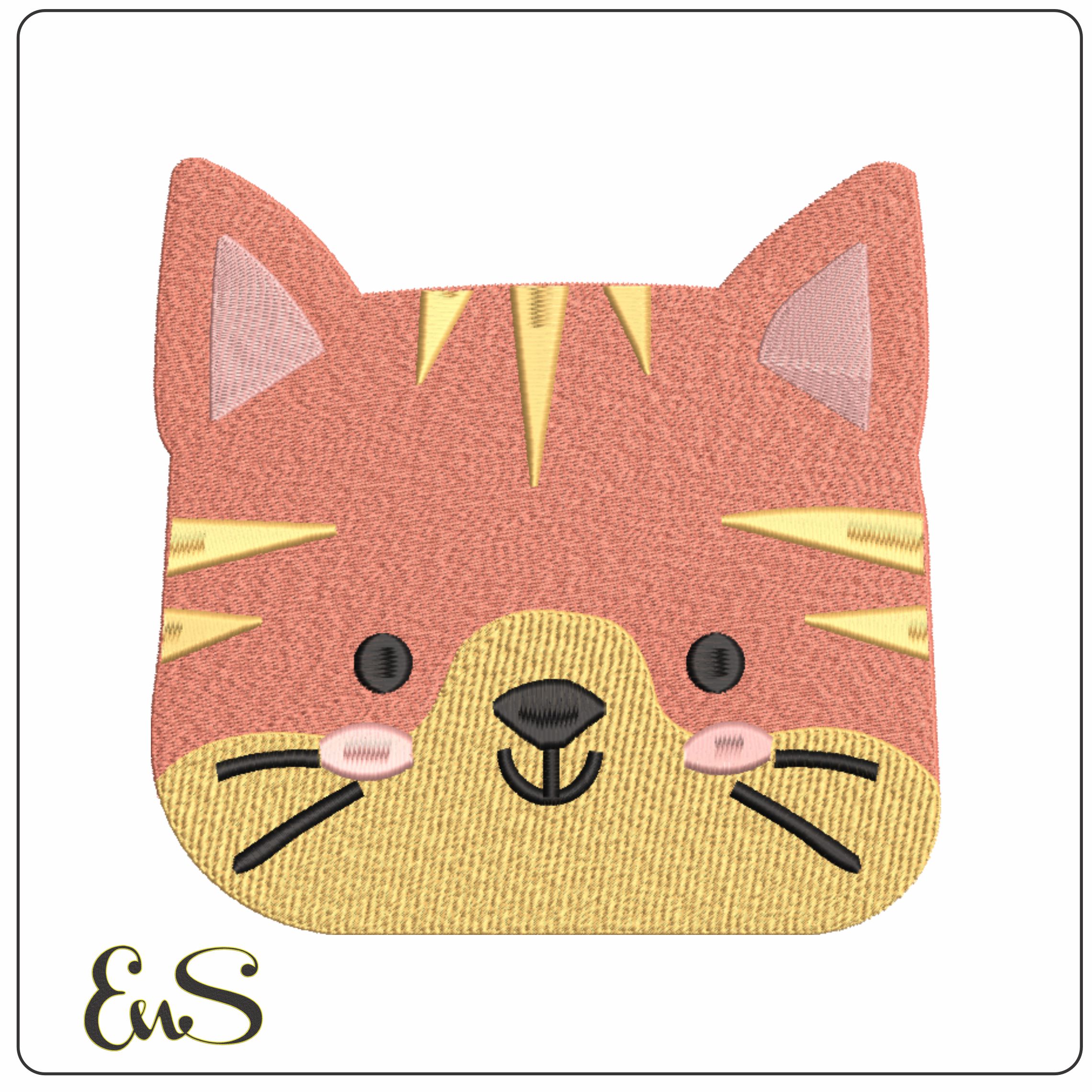Cat Face- Elegant embroidery design file - instant download